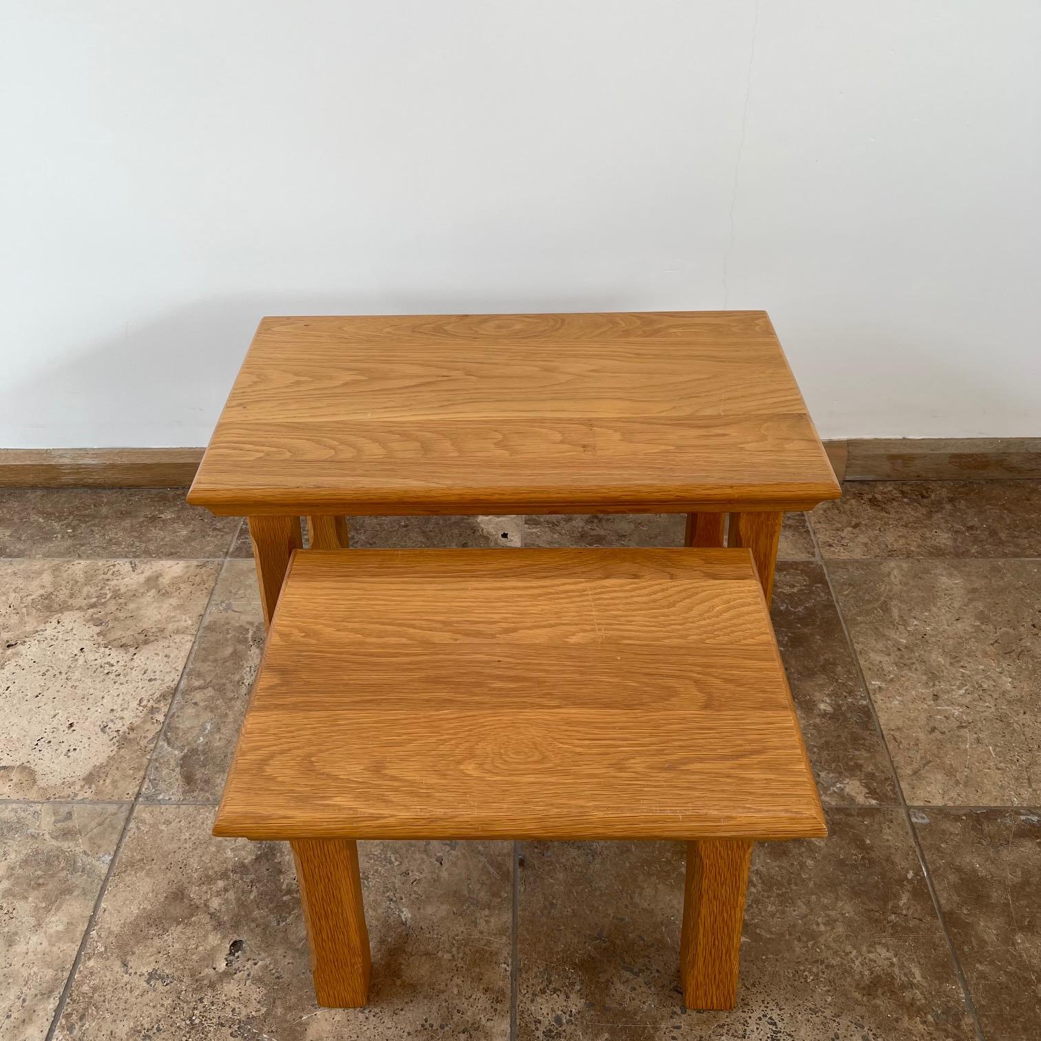 Brutalist Mid-Century Set of Oak Nesting Tables In Good Condition In London, GB