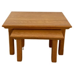 Brutalist Mid-Century Set of Oak Nesting Tables