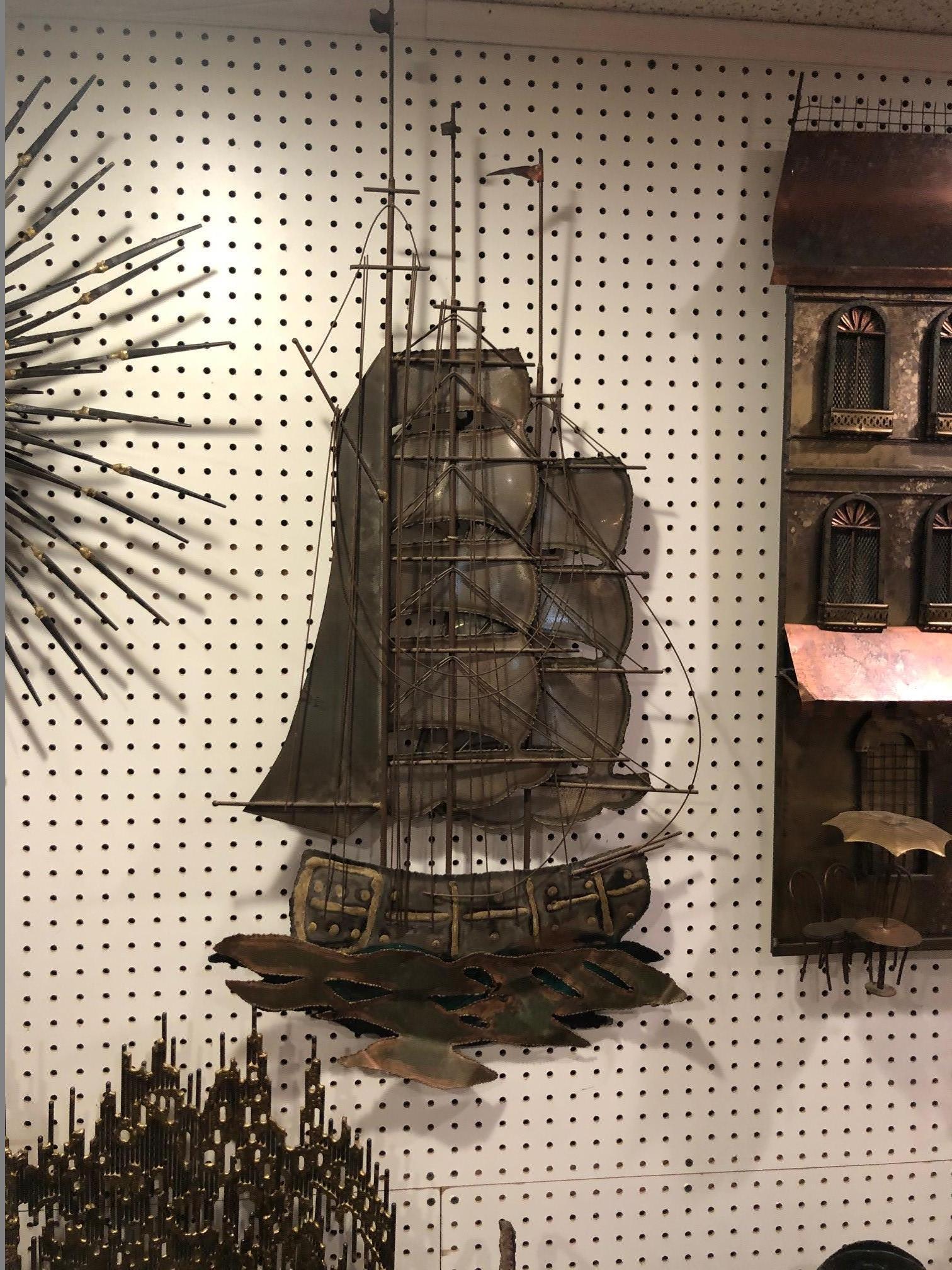 Brutalist Mid Century Ship Wall Sculpture For Sale 4