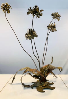 Brutalist Midcentury Signed Silas Seandel Copper Metal Flower Sculpture