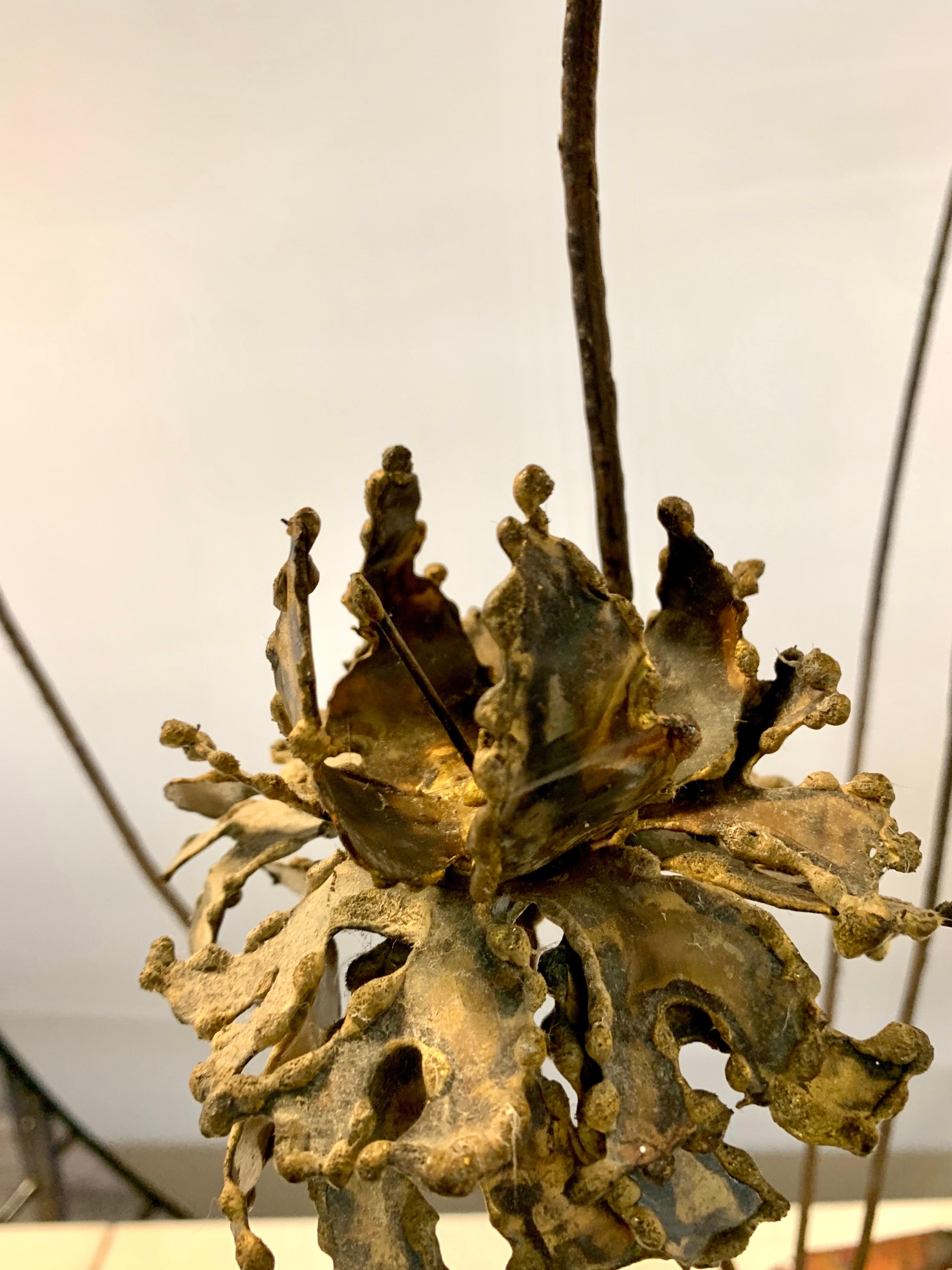 Brutalist Midcentury Signed Silas Seandel Copper Metal Flower Sculpture 1