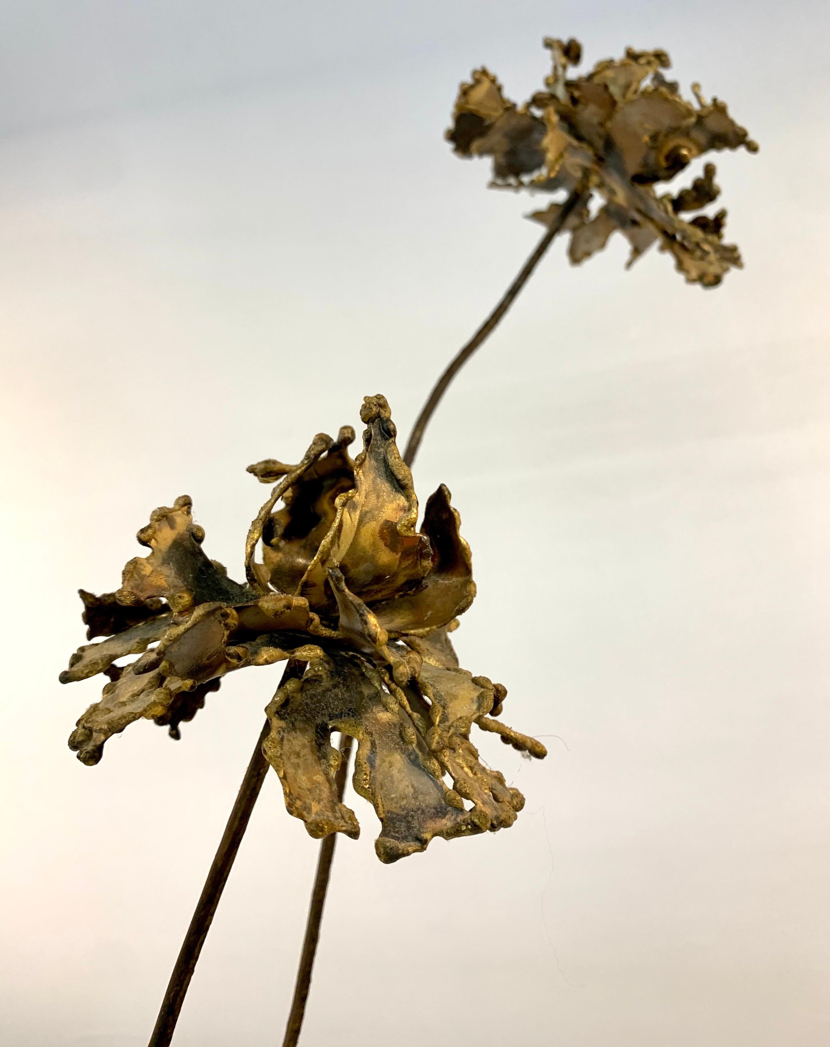 Brutalist Midcentury Signed Silas Seandel Copper Metal Flower Sculpture 2