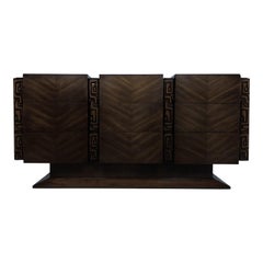 Brutalist Midcentury Tiki Inspired Dresser by United Furniture Co.
