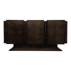 Brutalist Midcentury Tiki Inspired Dresser by United Furniture Co.