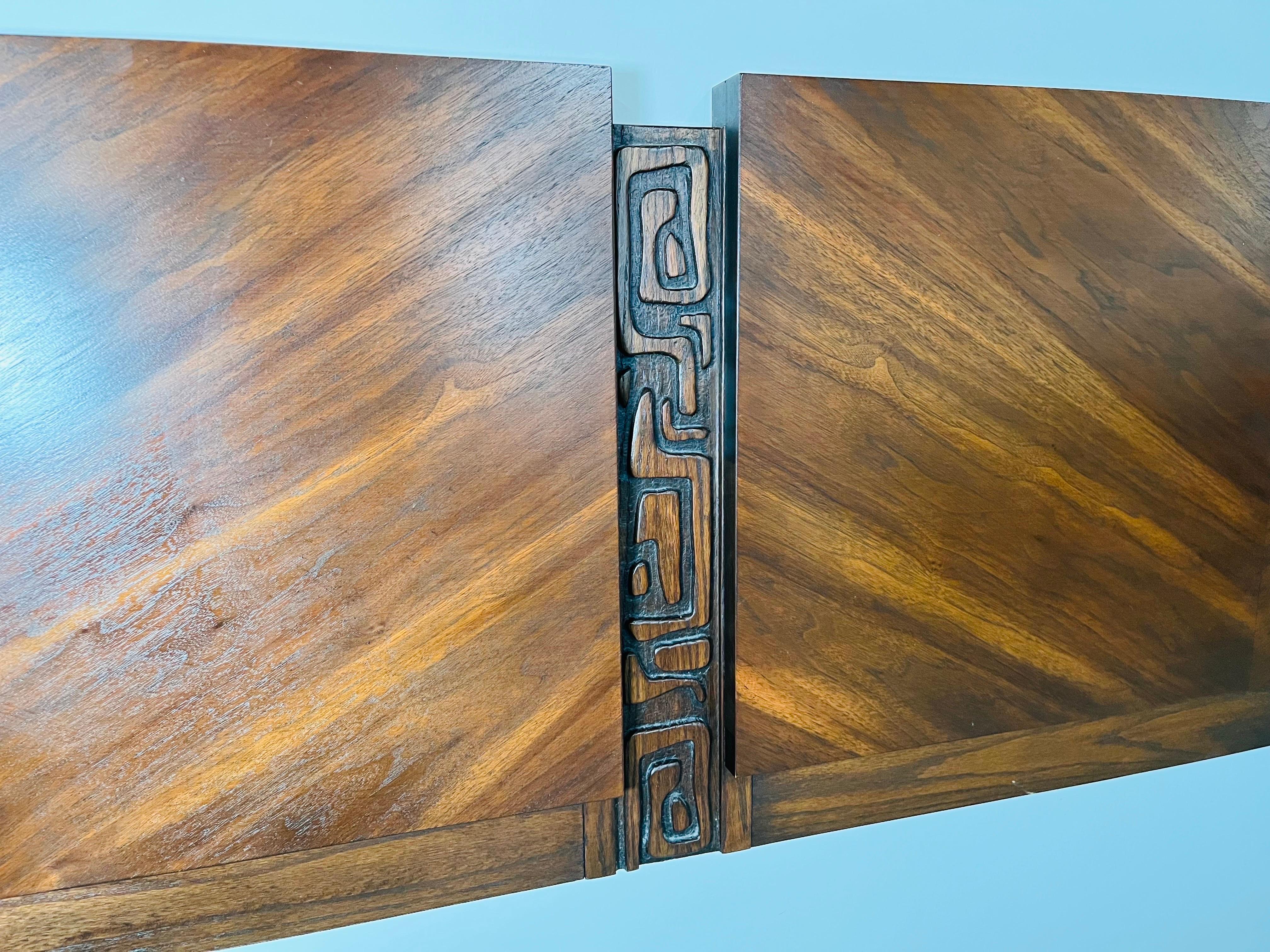 American Brutalist Mid-Century ‘Tiki’ King Headboard By United Furniture 