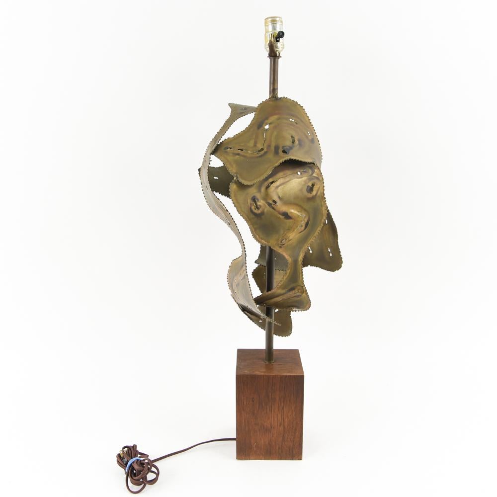 Brutalist Midcentury Torch-Cut Metal Sculptural Table Lamp, Manner of C. Jeré 9