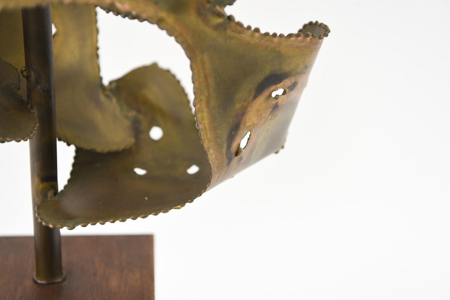 Brutalist Midcentury Torch-Cut Metal Sculptural Table Lamp, Manner of C. Jeré 3