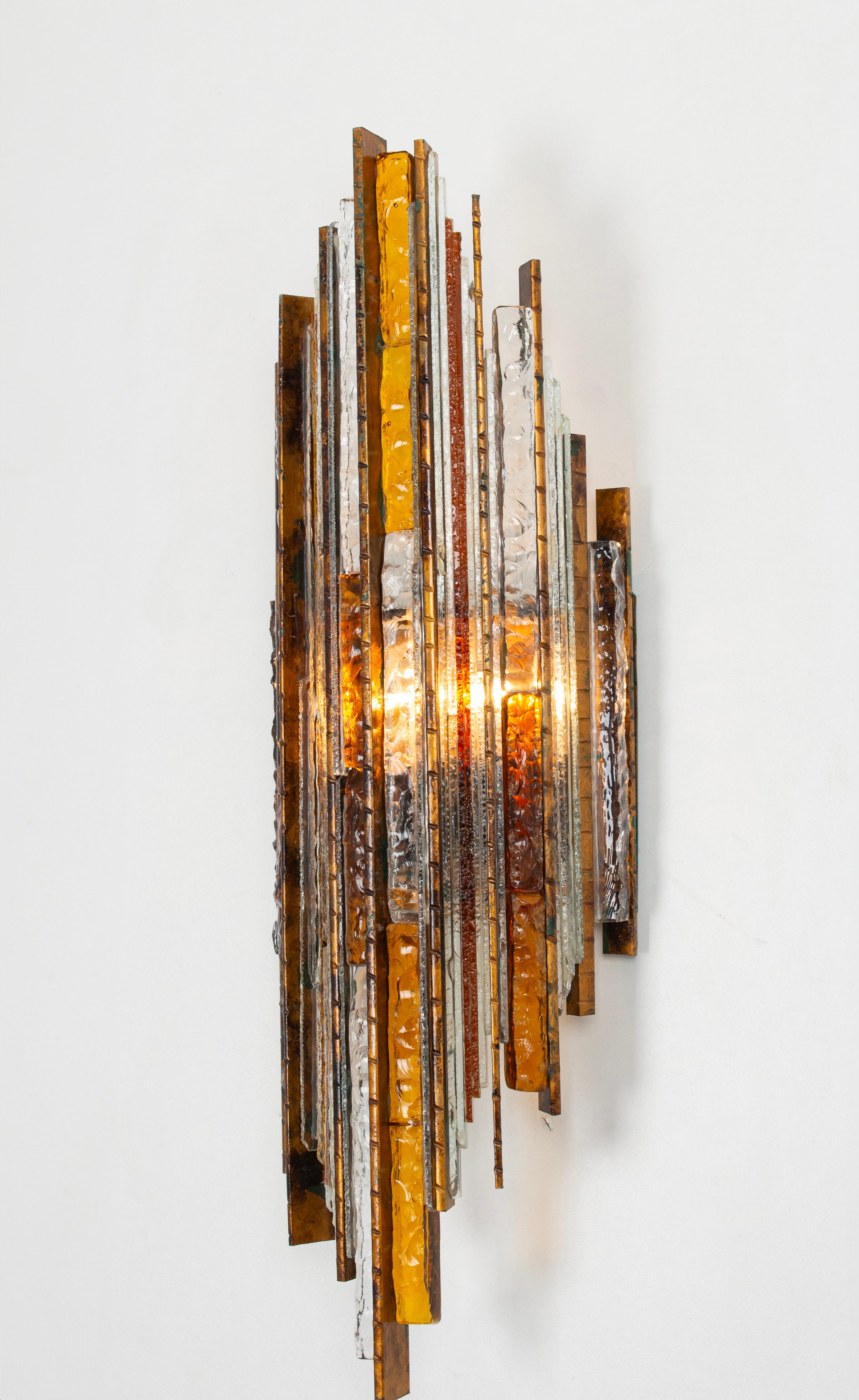 Brutalist Mid-Century Wall Sconce by Albano Poli for Poliarte, 1970s For Sale 3