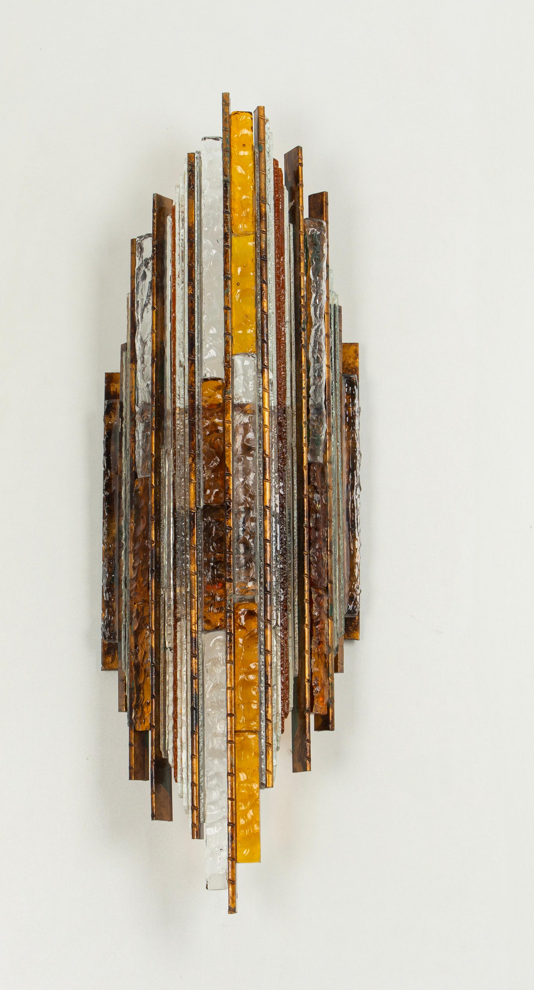 Mid-Century Modern Brutalist Mid-Century Wall Sconce by Albano Poli for Poliarte, 1970s For Sale