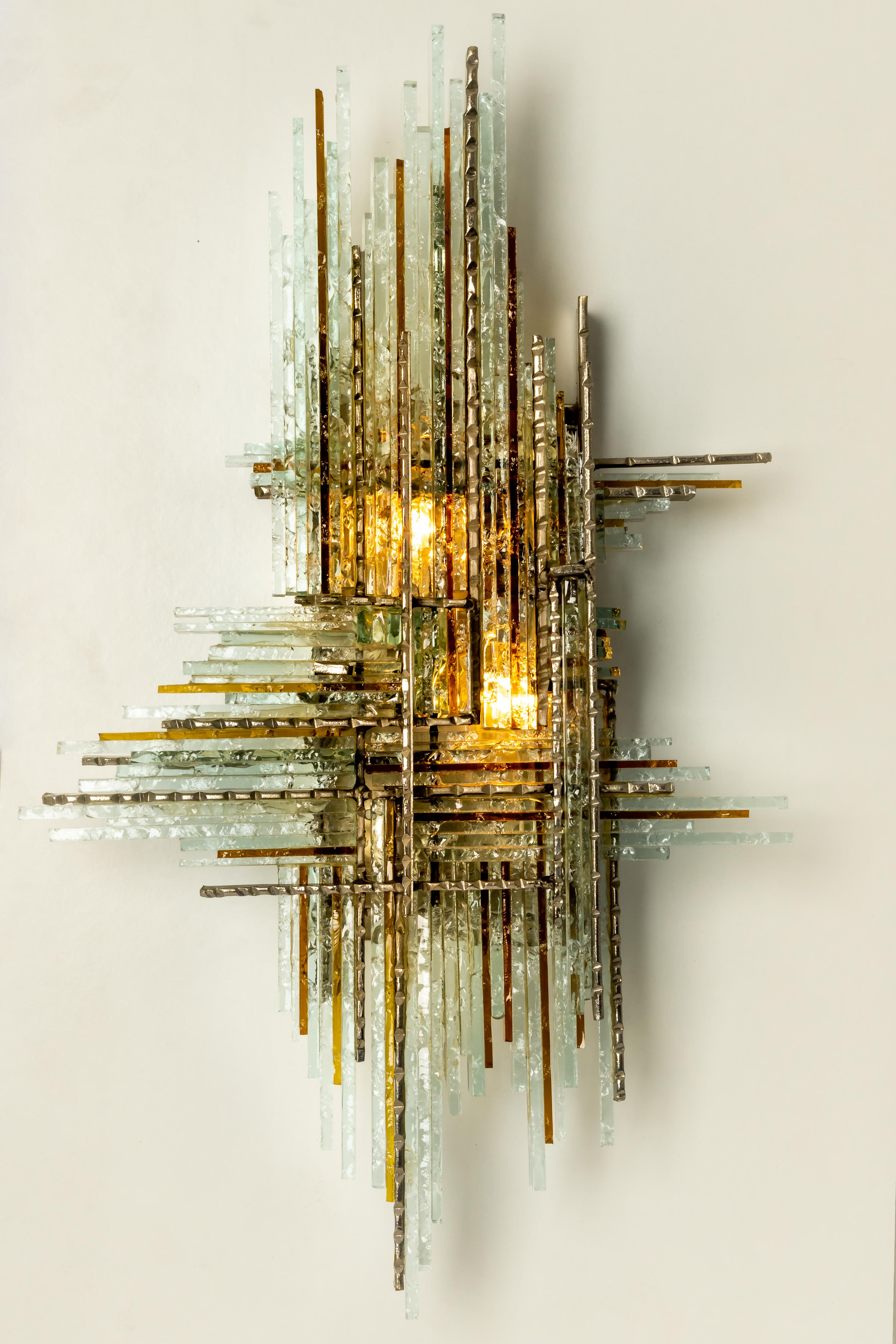 Italian Brutalist Mid-Century Wall Sconce by Albano Poli for Poliarte, 1970s