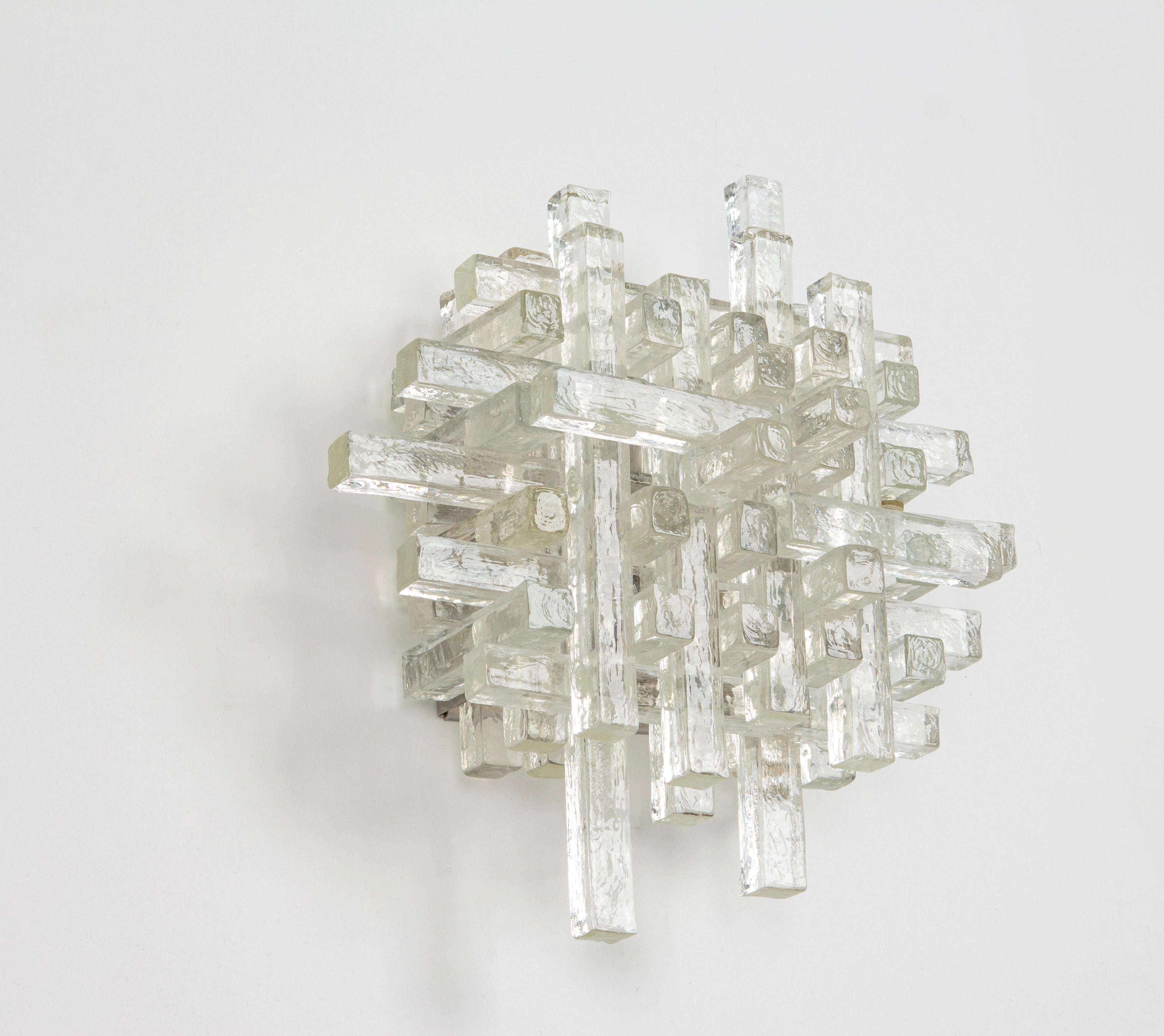 Metal Brutalist Mid-Century Wall Sconce by Albano Poli for Poliarte, 1970s For Sale