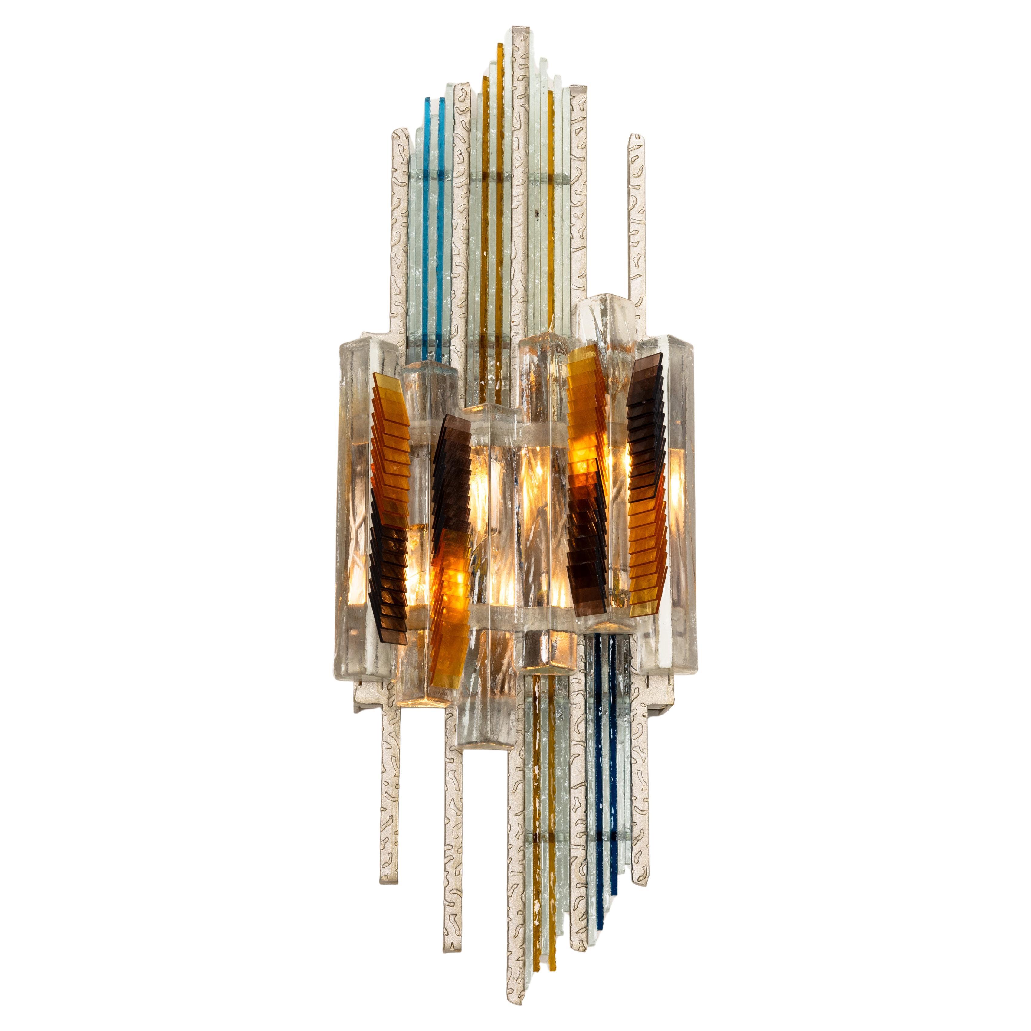 Brutalist Mid-Century Wall Sconce by Albano Poli for Poliarte, 1970s For Sale