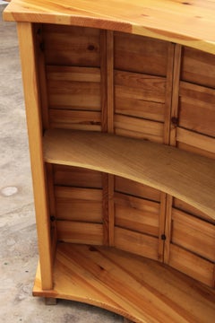 Brutalist Mid-Century Wooden Bar with 3 Bar Chairs, 1970s