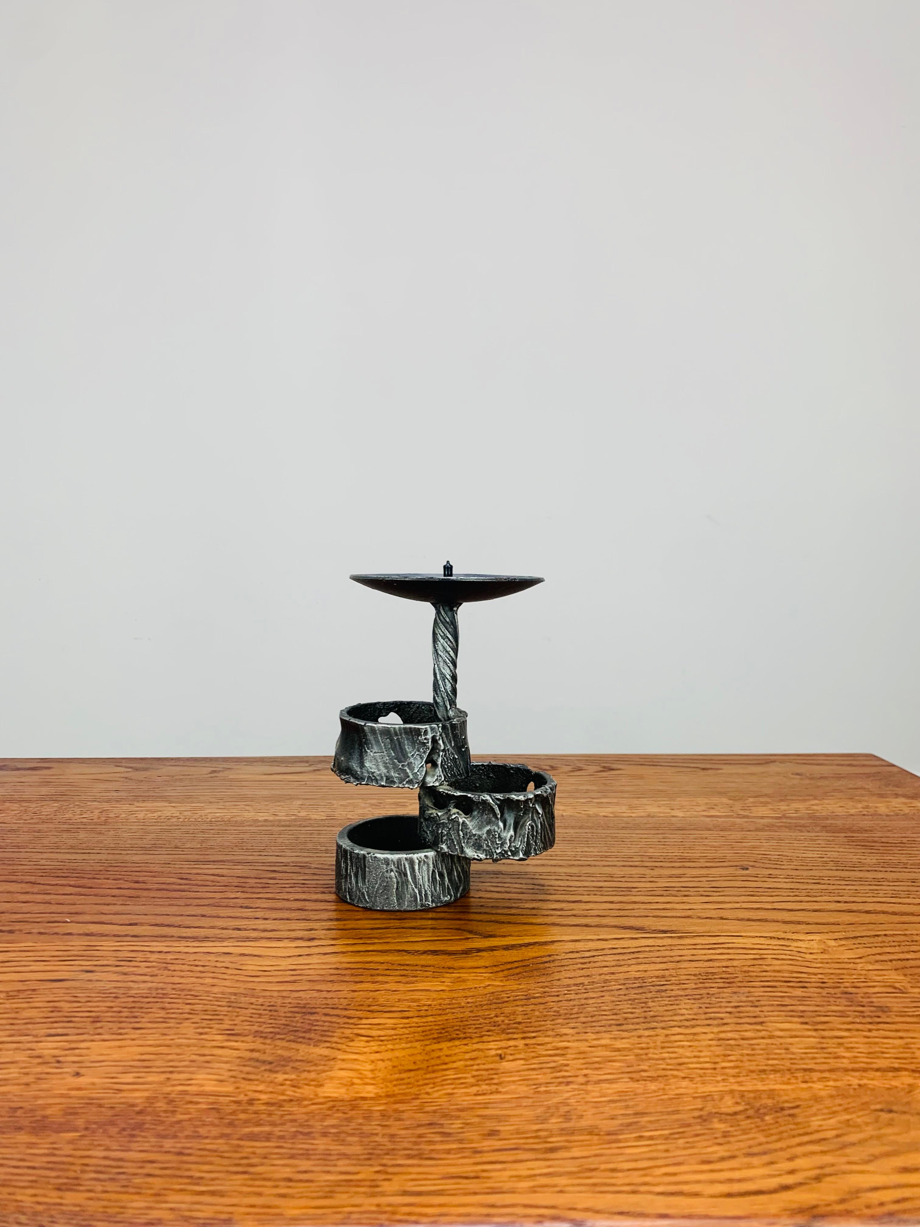 Mid century and brutalist style wrought iron candle holder. Perfect condition. Handmade in Switzerland. 
