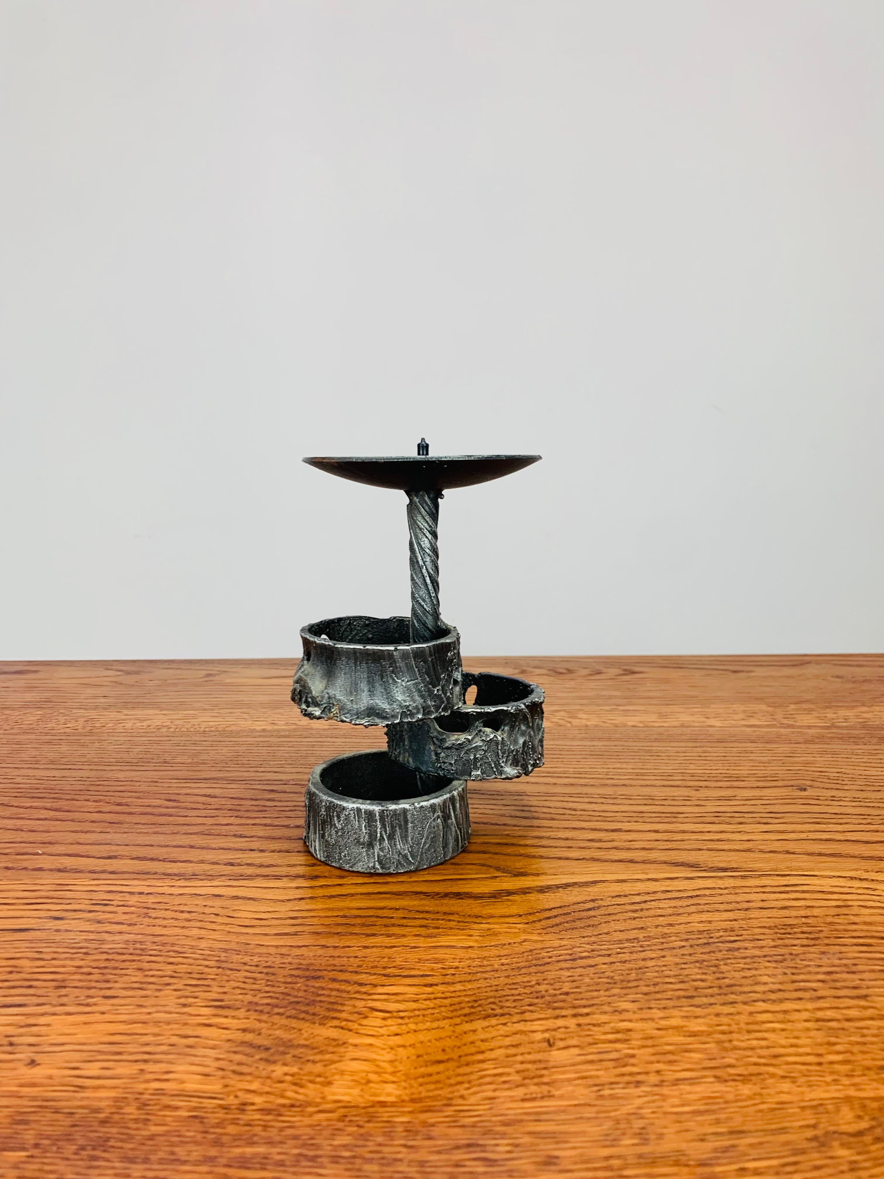 Swiss Brutalist Mid Century wrought iron candle holder For Sale