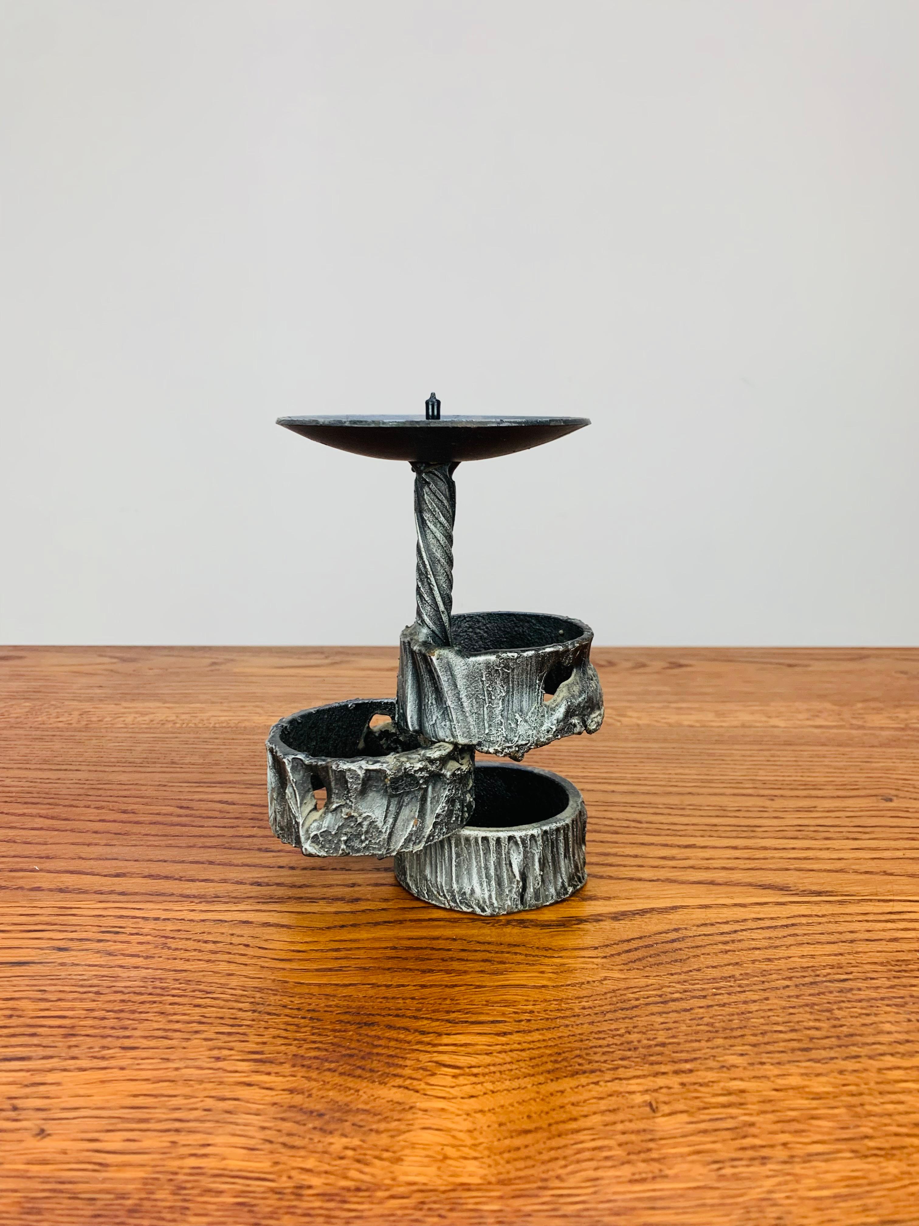 Mid-20th Century Brutalist Mid Century wrought iron candle holder For Sale