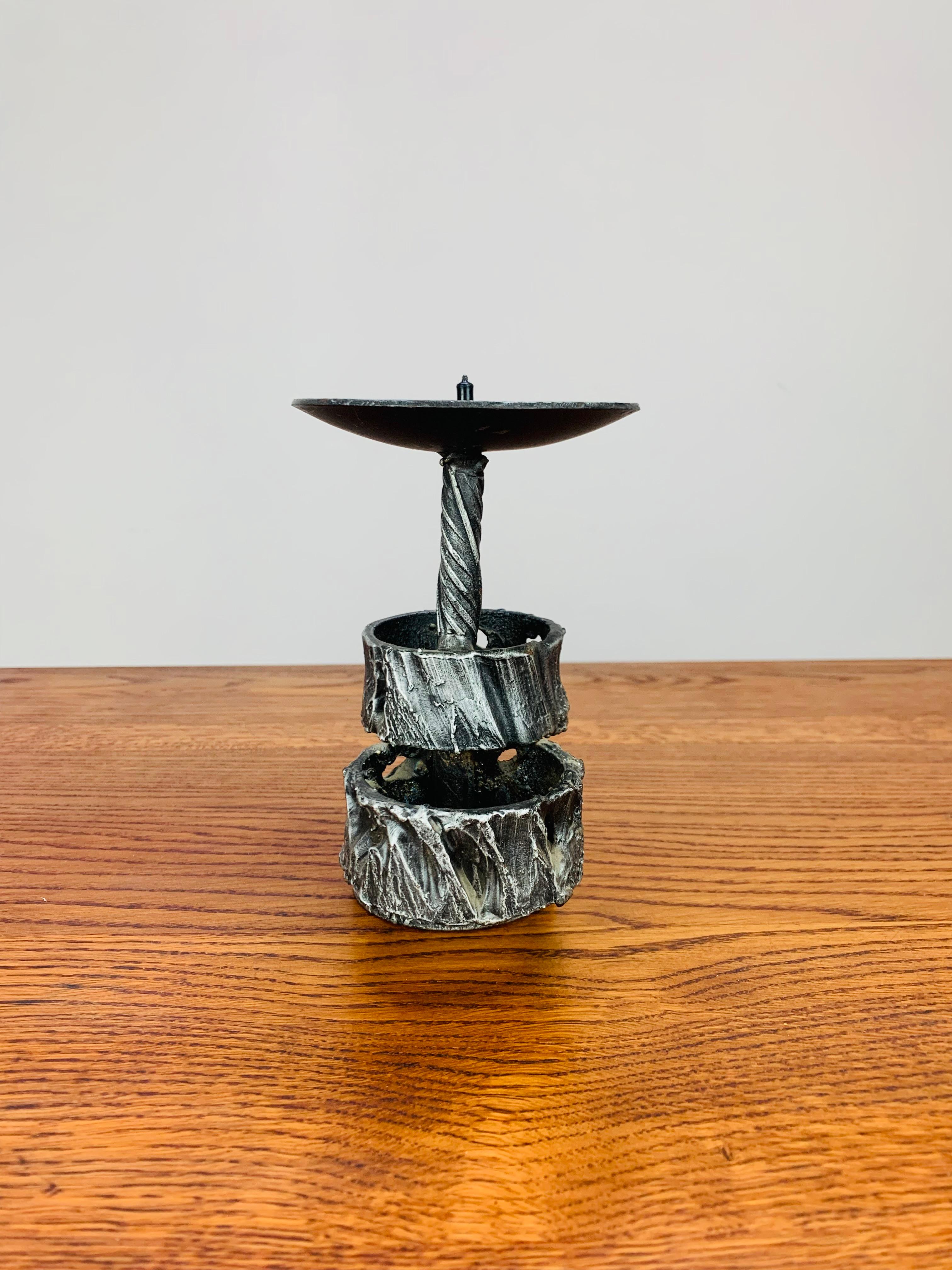 Wrought Iron Brutalist Mid Century wrought iron candle holder For Sale