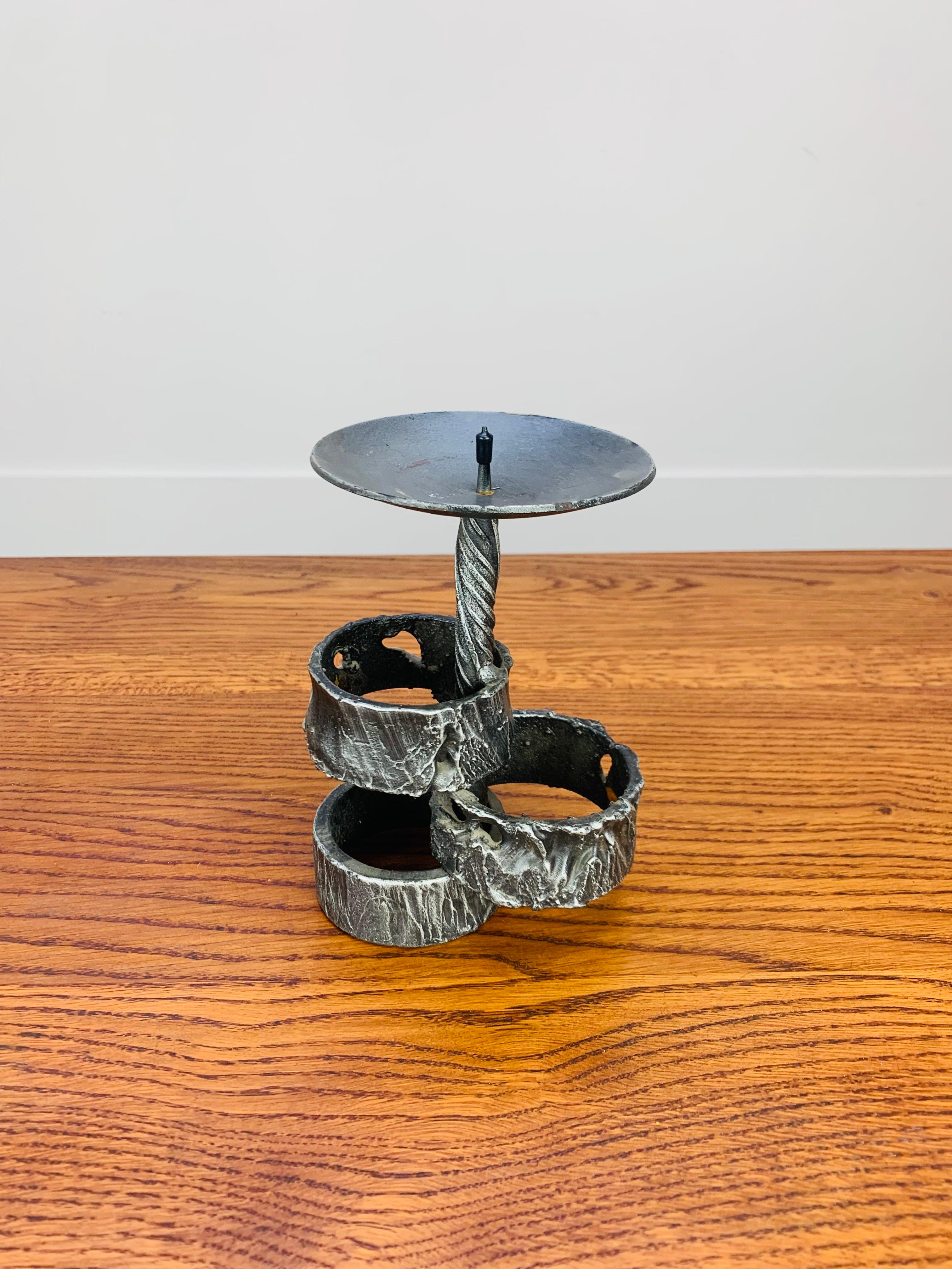 Brutalist Mid Century wrought iron candle holder For Sale 2