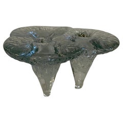 Brutalist Midcentury Blenko Amoeba Shaped Glass Candleholder