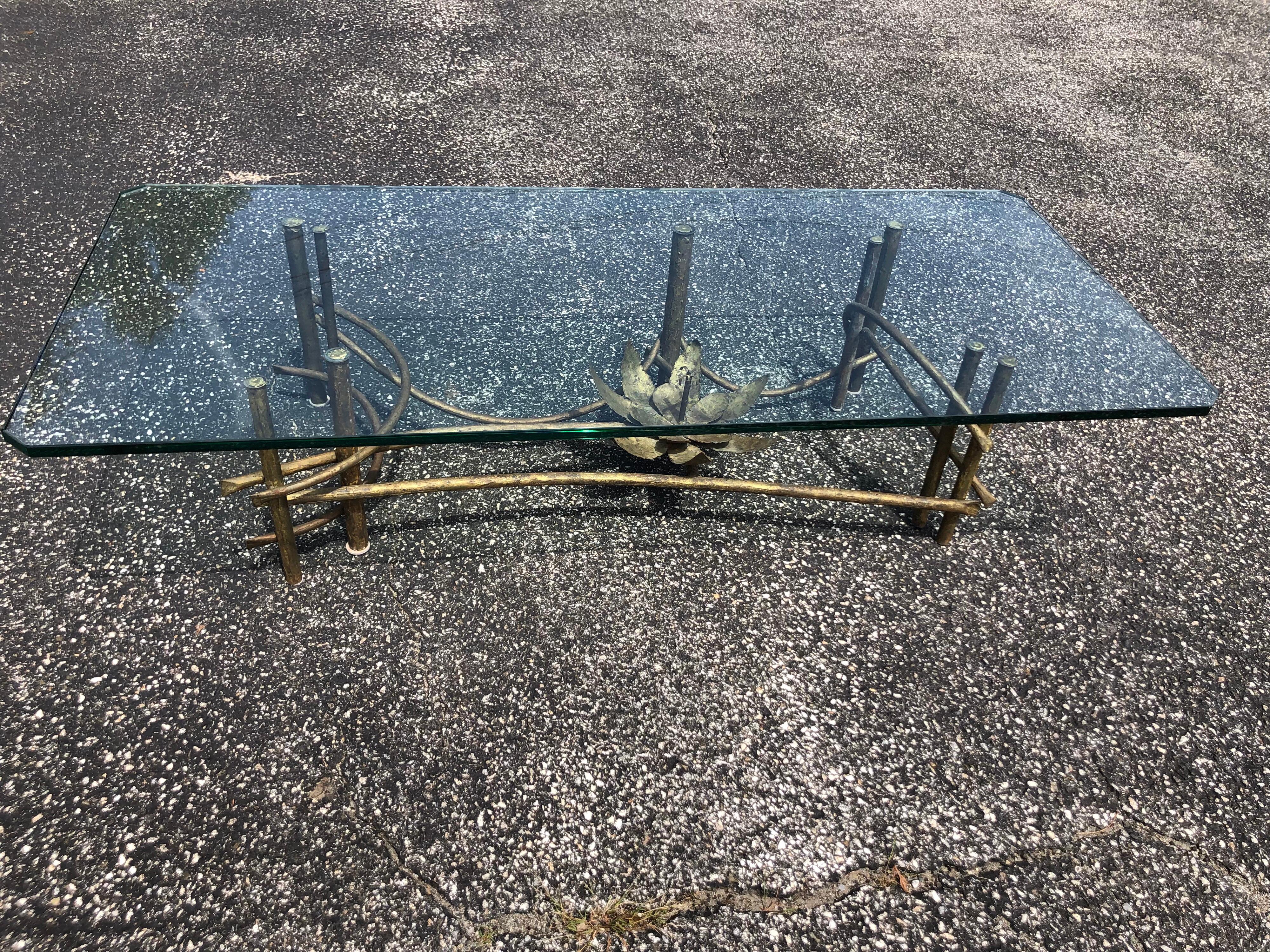 Brutalist Midcentury Lotus Flower Coffee Table by Silas Seandel In Excellent Condition In Redding, CT