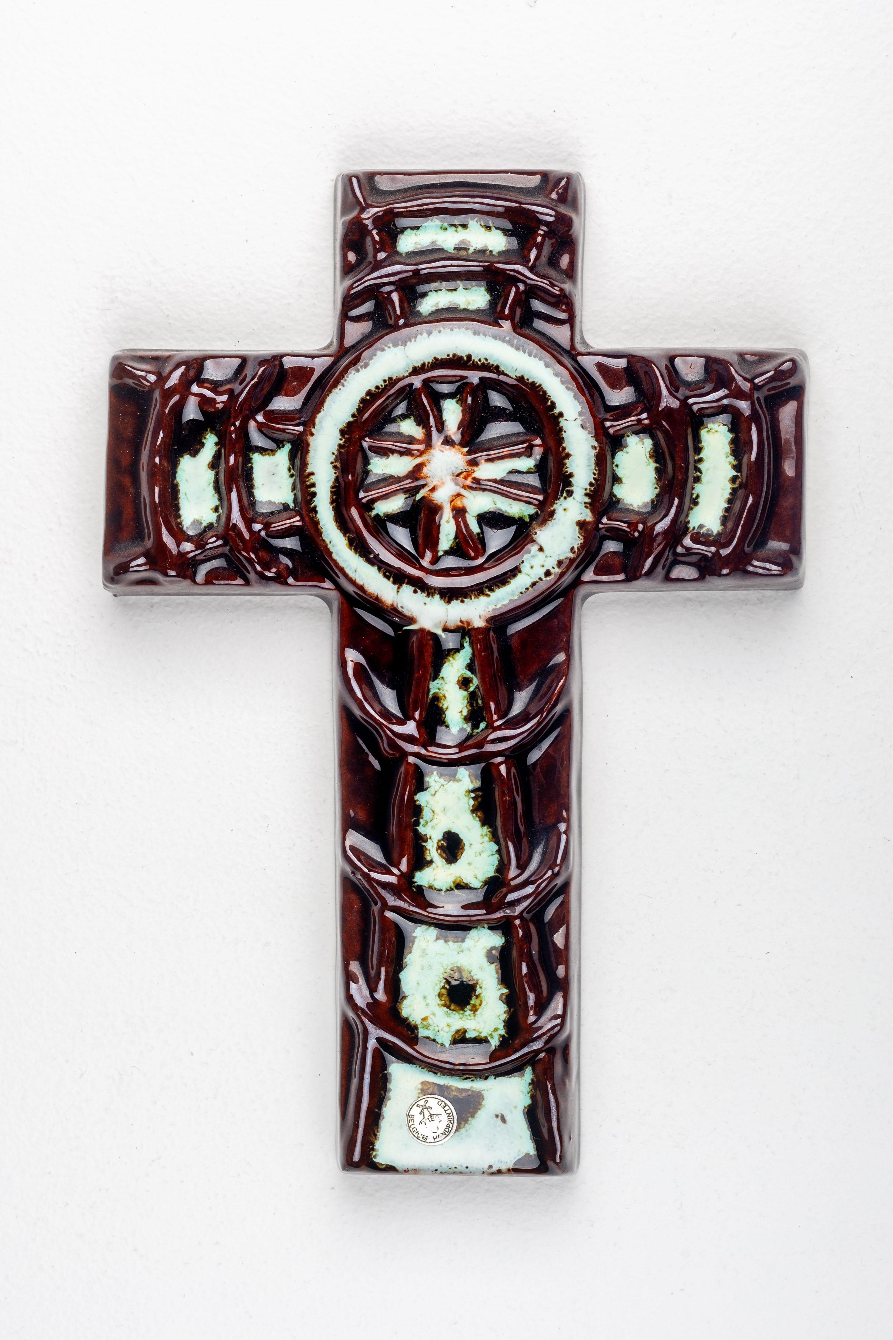 Brutalist Midcentury Wall Cross - Handmade Ceramic from Europe For Sale 5