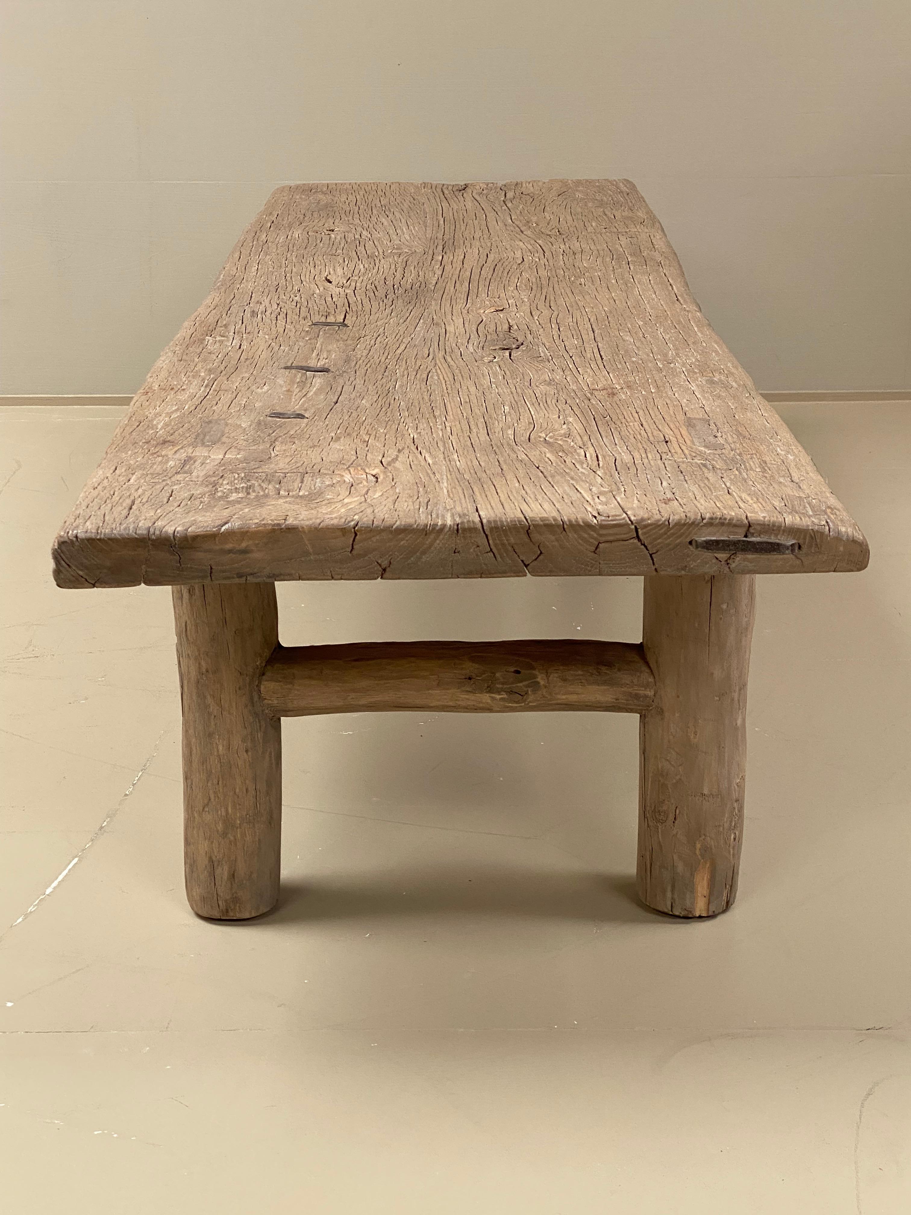 Brutalist Mid-Century Wooden Elm Rustic Coffee table from France, 1960s For Sale 4