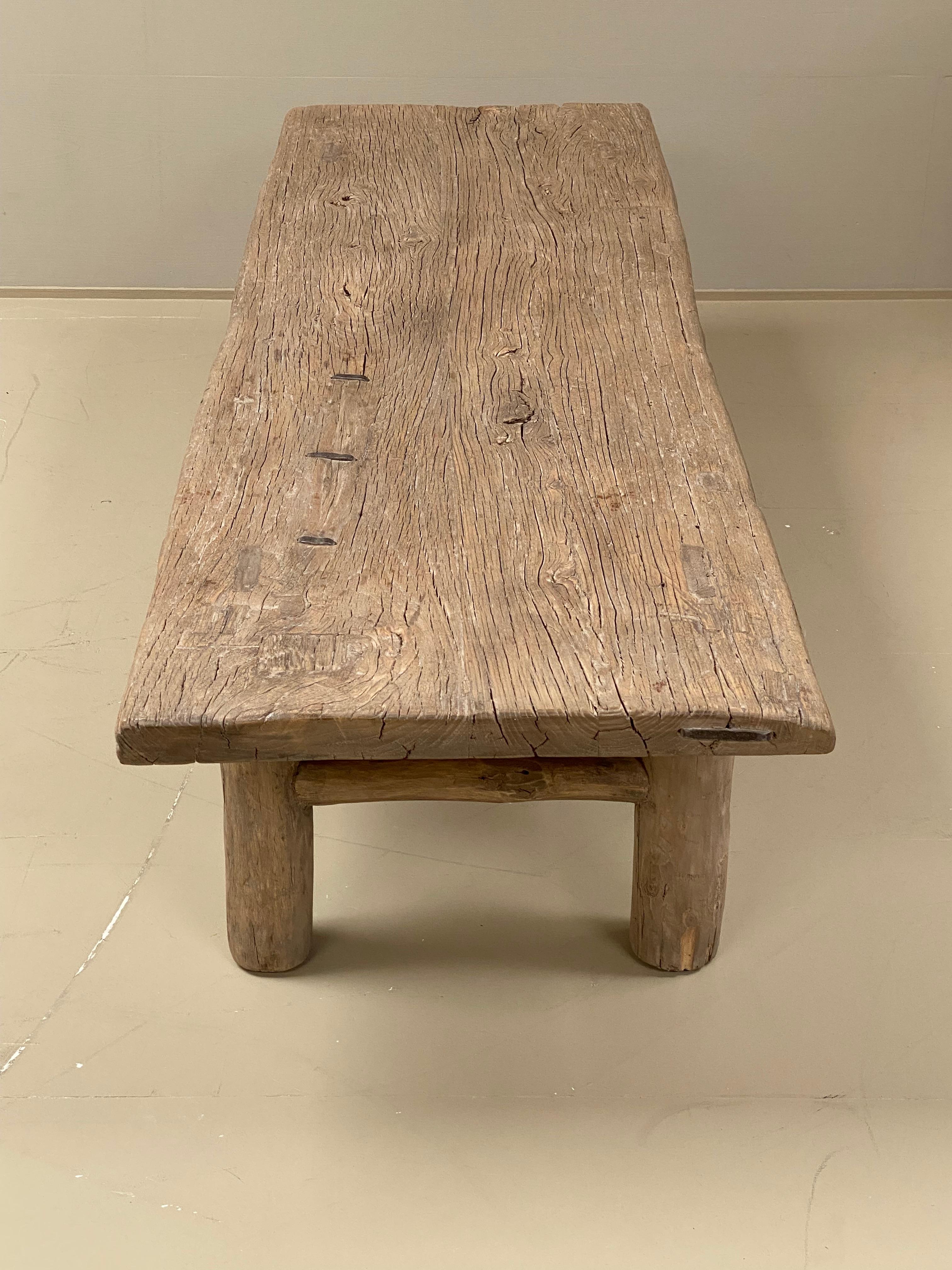 Brutalist Mid-Century Wooden Elm Rustic Coffee table from France, 1960s For Sale 5