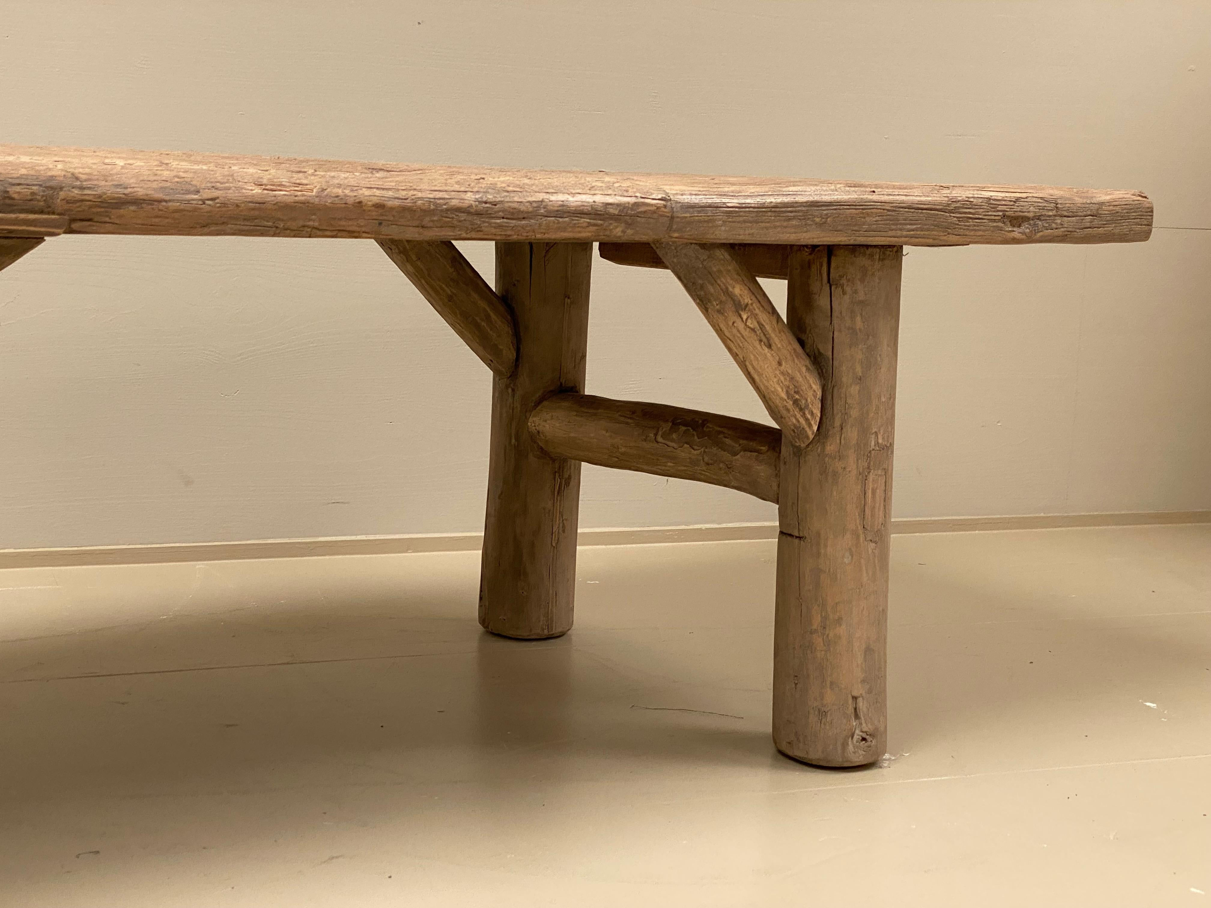 Brutalist Mid-Century Wooden Elm Rustic Coffee table from France, 1960s For Sale 9