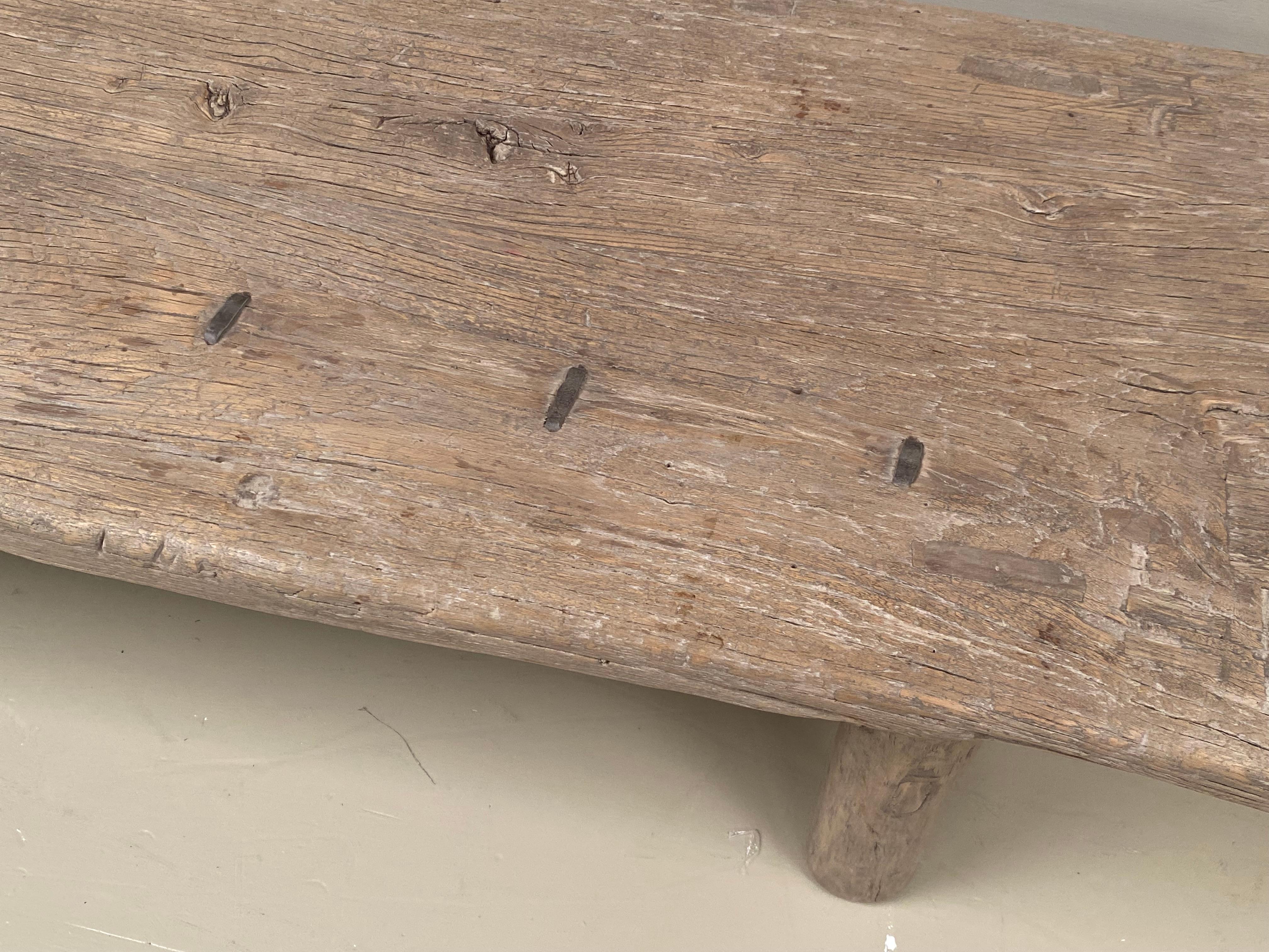 French Brutalist Mid-Century Wooden Elm Rustic Coffee table from France, 1960s For Sale