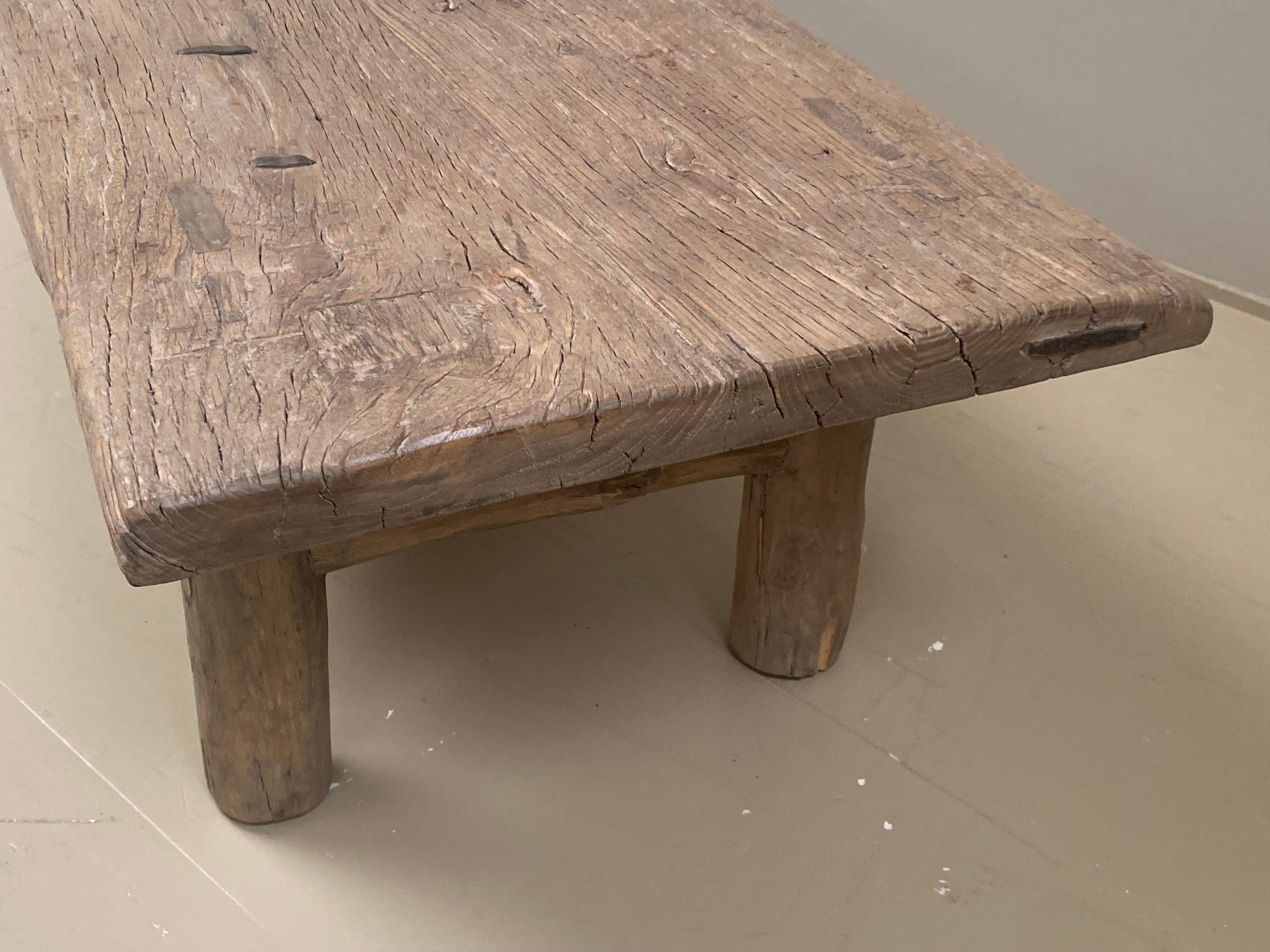 Brutalist Mid-Century Wooden Elm Rustic Coffee table from France, 1960s For Sale 1