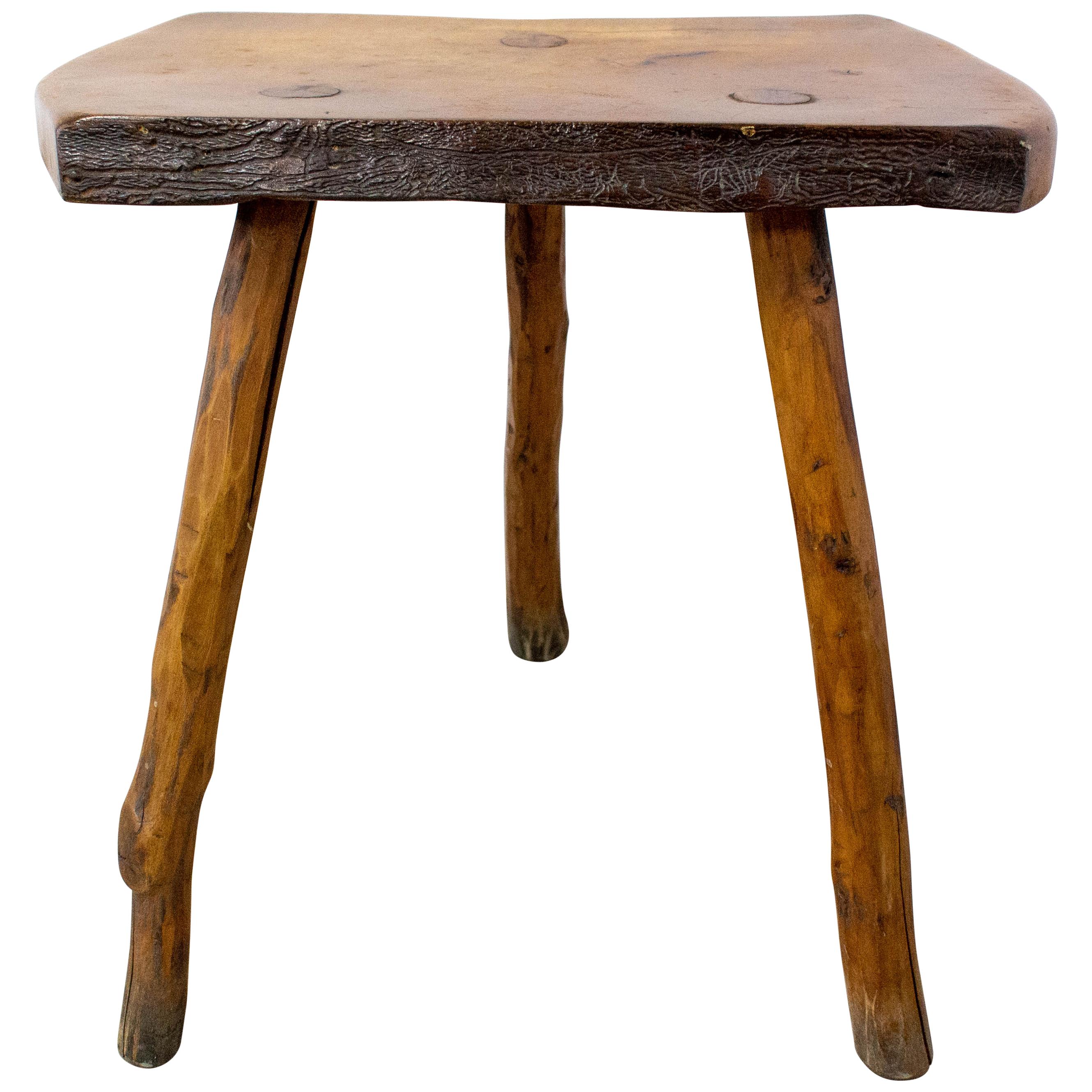 Brutalist Milking Three Legs Stool F Guyot Midcentury French For Sale