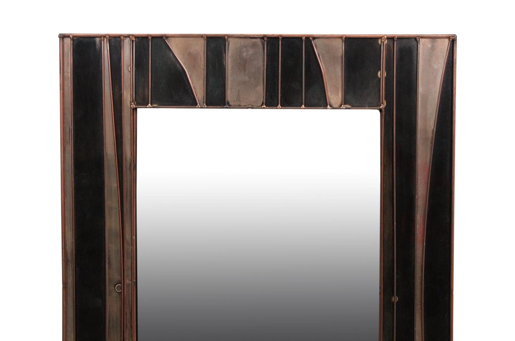 Mid-Century Modern Brutalist Mirror and Console by Jere