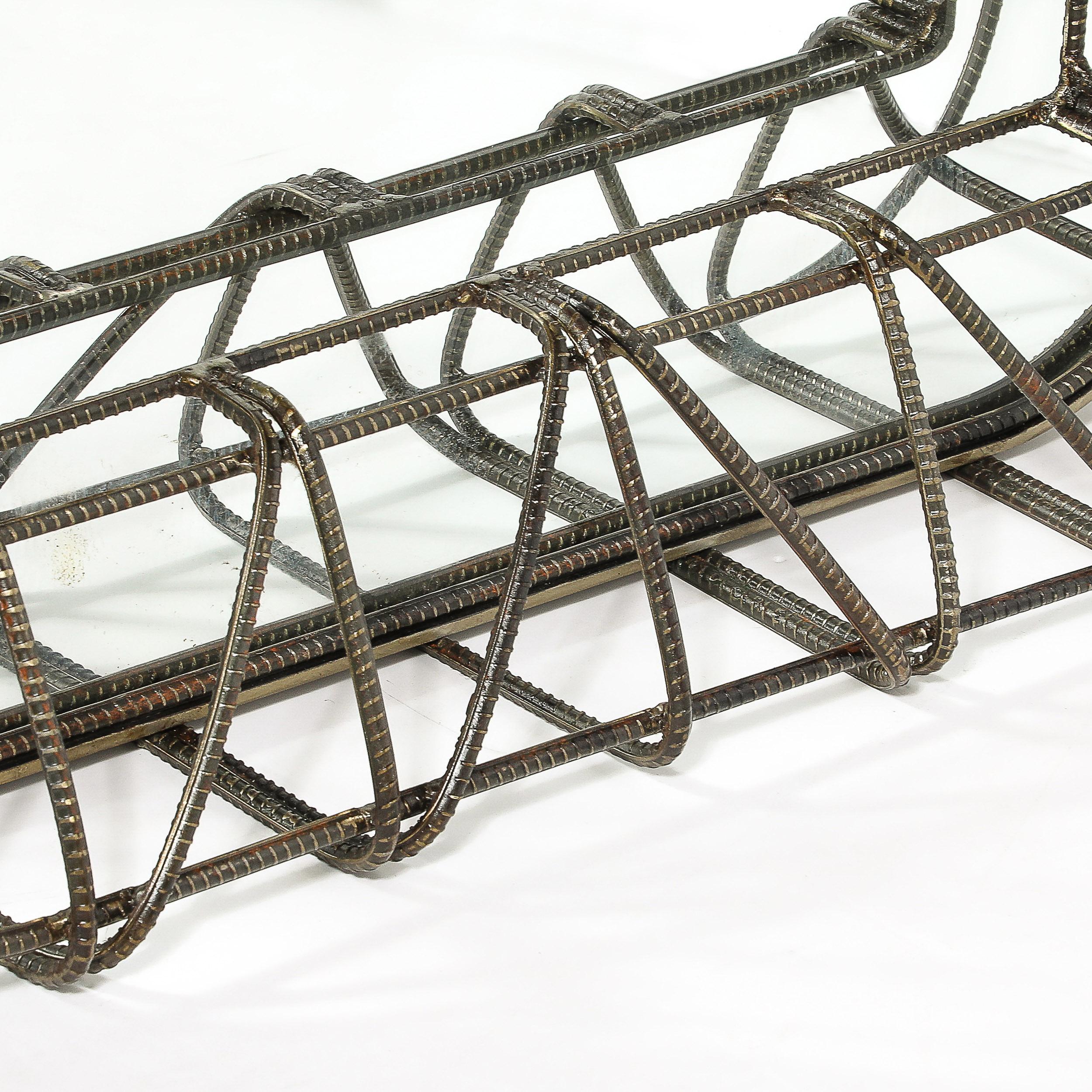 Brutalist Mirror in Sculptural Welded Rebar 4