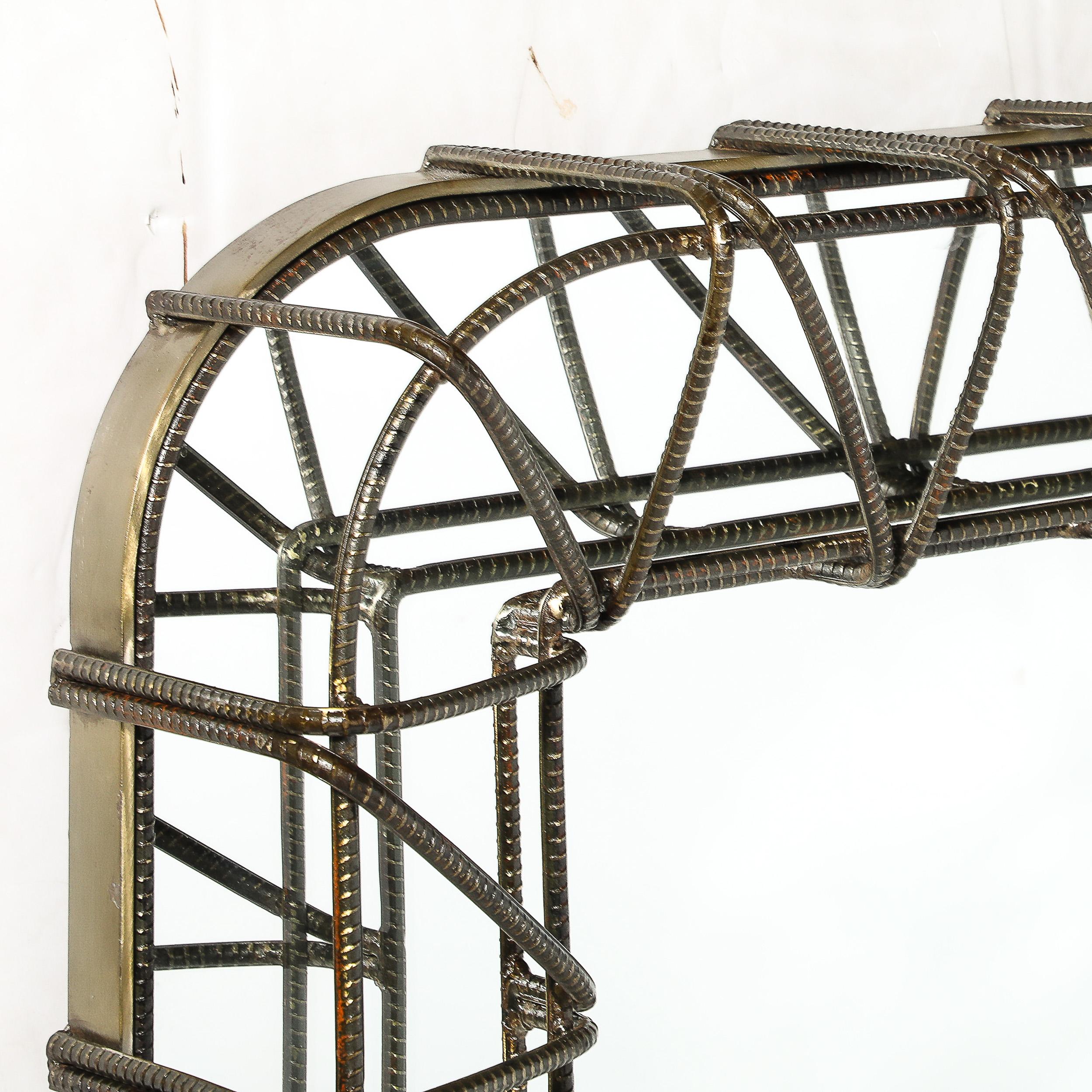 Brutalist Mirror in Sculptural Welded Rebar 5