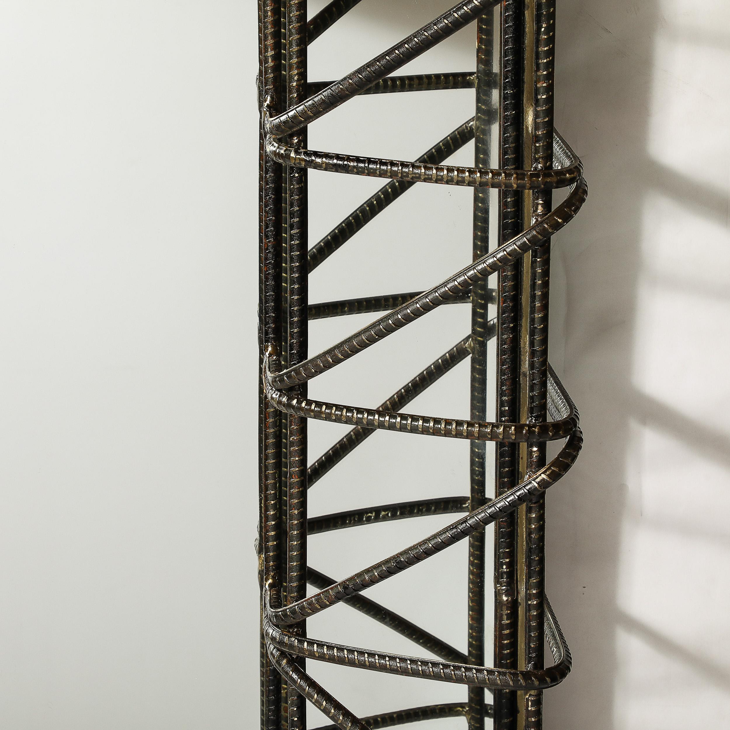 Brutalist Mirror in Sculptural Welded Rebar In Excellent Condition In New York, NY
