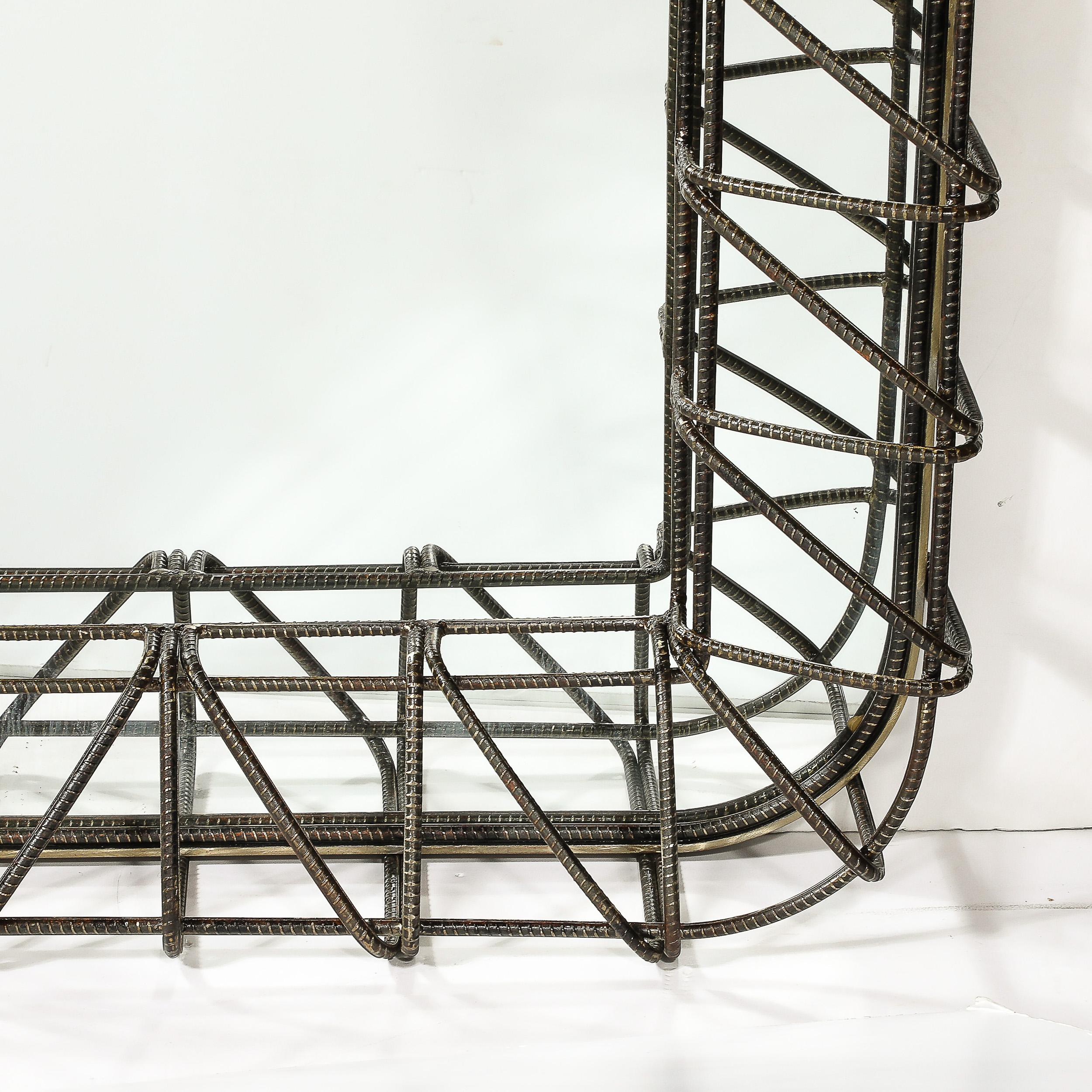 Brutalist Mirror in Sculptural Welded Rebar 2