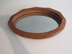 Brutalist mirror in solid oak, hand-carved, Belgium 1970