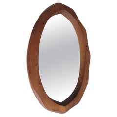 Brutalist mirror in solid oak, hand-carved, Belgium 1970