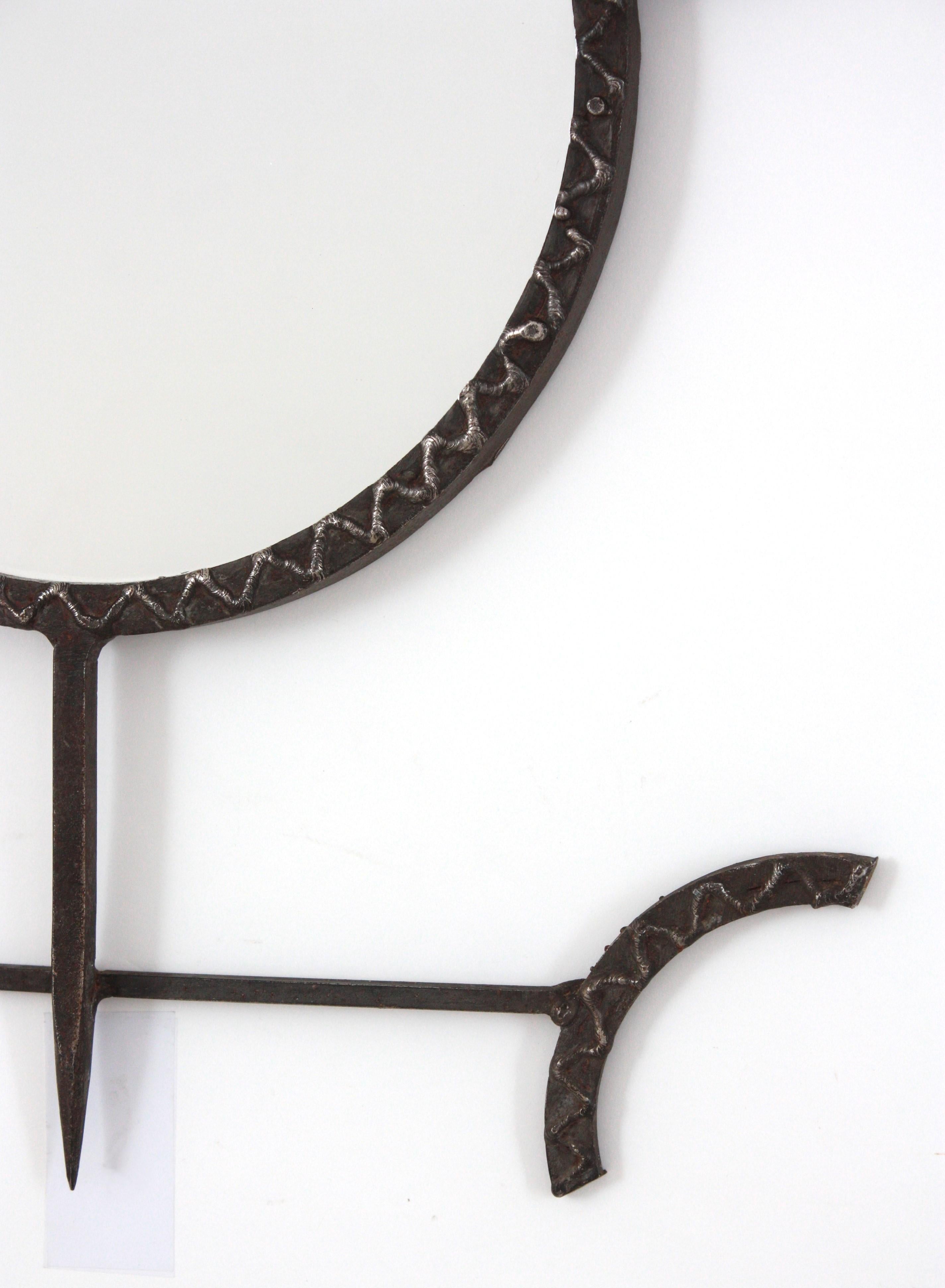 Miroir brutaliste en fer forgé, inspiré par Joan Miró, Espagne, années 1950 en vente 5