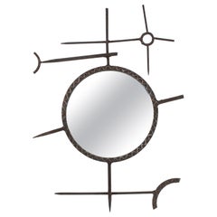 Miroir brutaliste en fer forgé, inspiré par Joan Miró, Espagne, années 1950