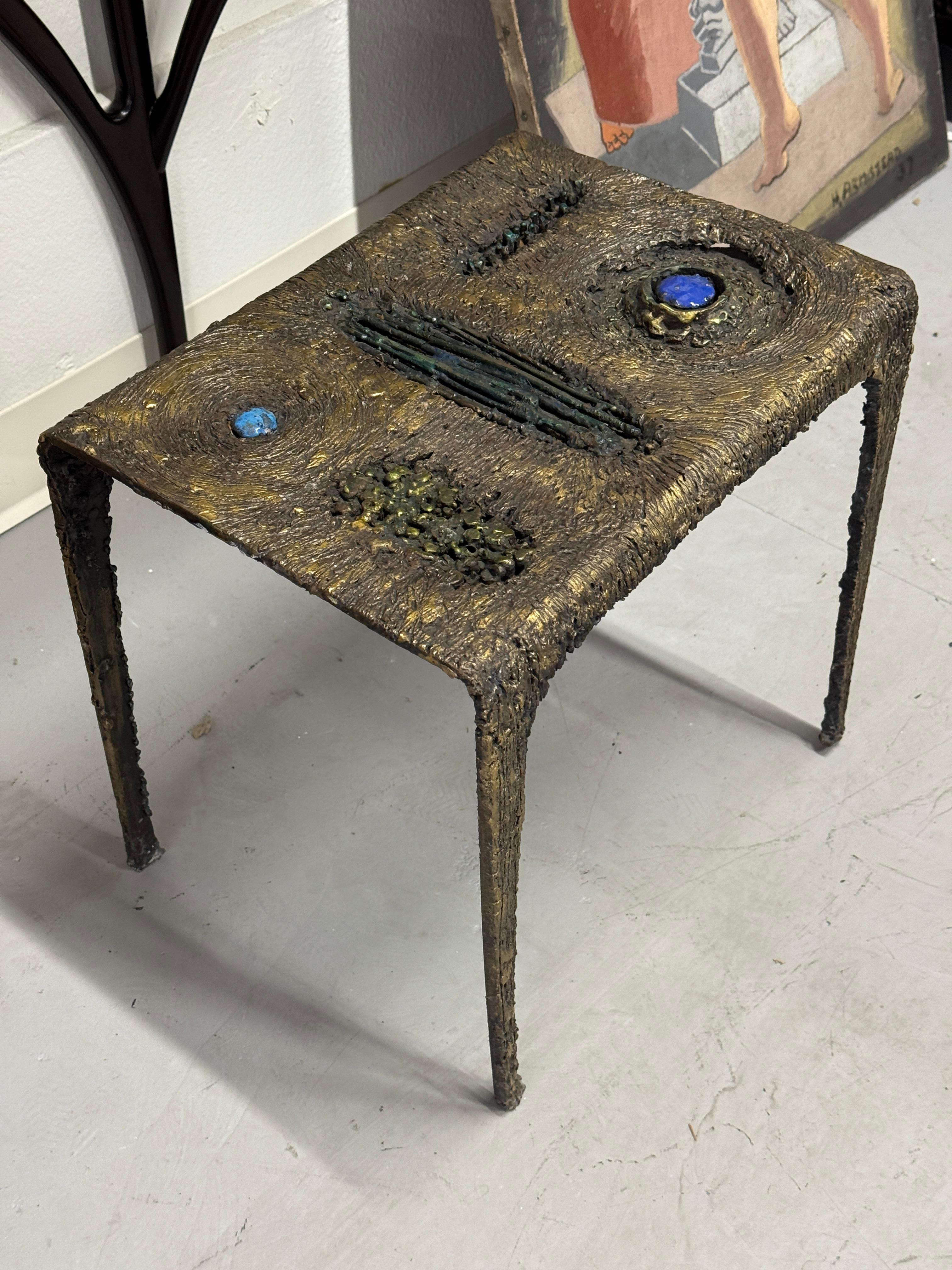 Brutalist Mixed Metal and Enamel Table by James Bearden For Sale 3