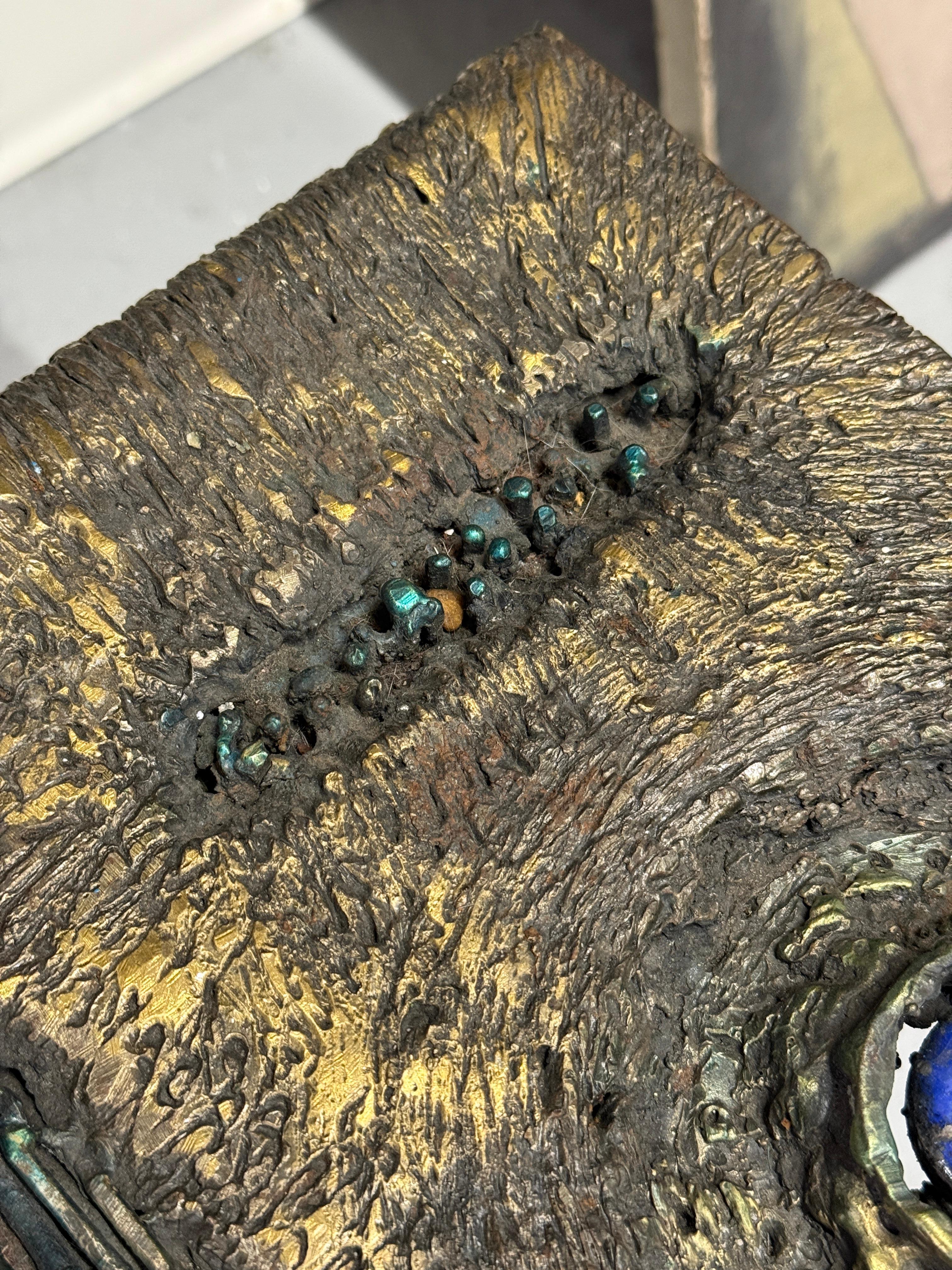 Hand-Crafted Brutalist Mixed Metal and Enamel Table by James Bearden For Sale