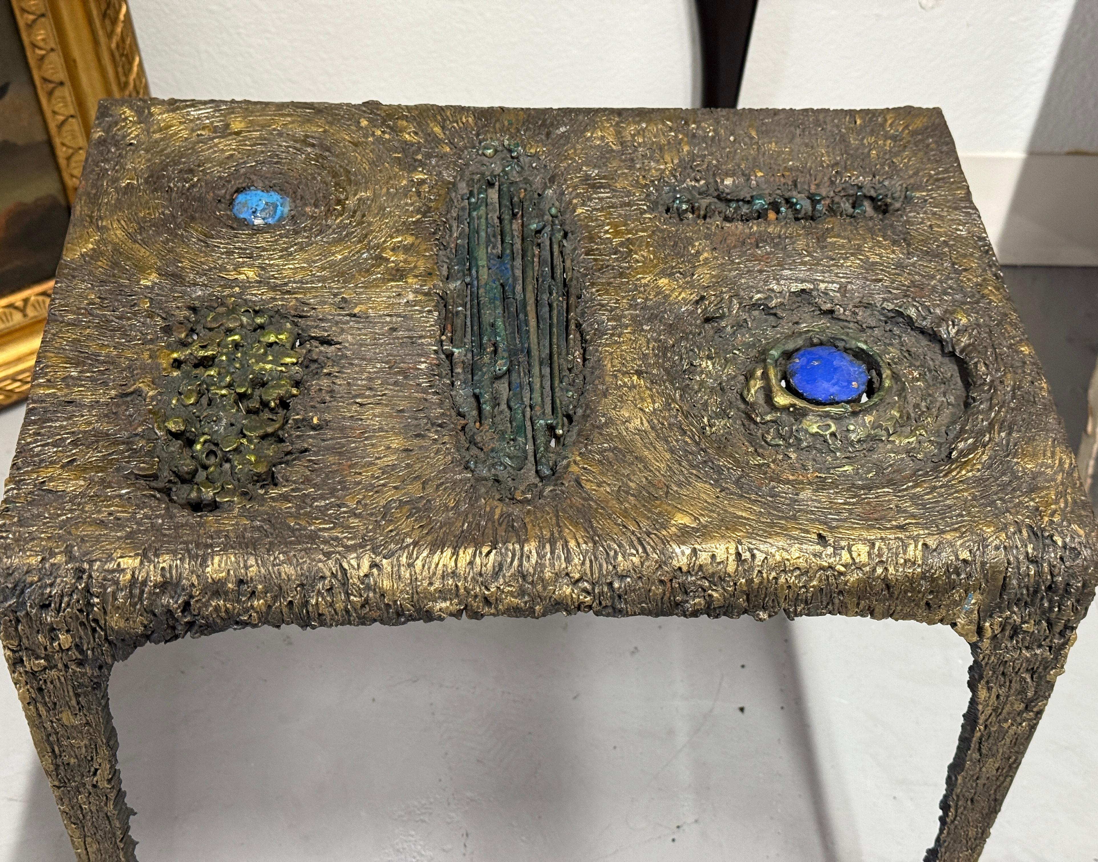 Brutalist Mixed Metal and Enamel Table by James Bearden For Sale 1