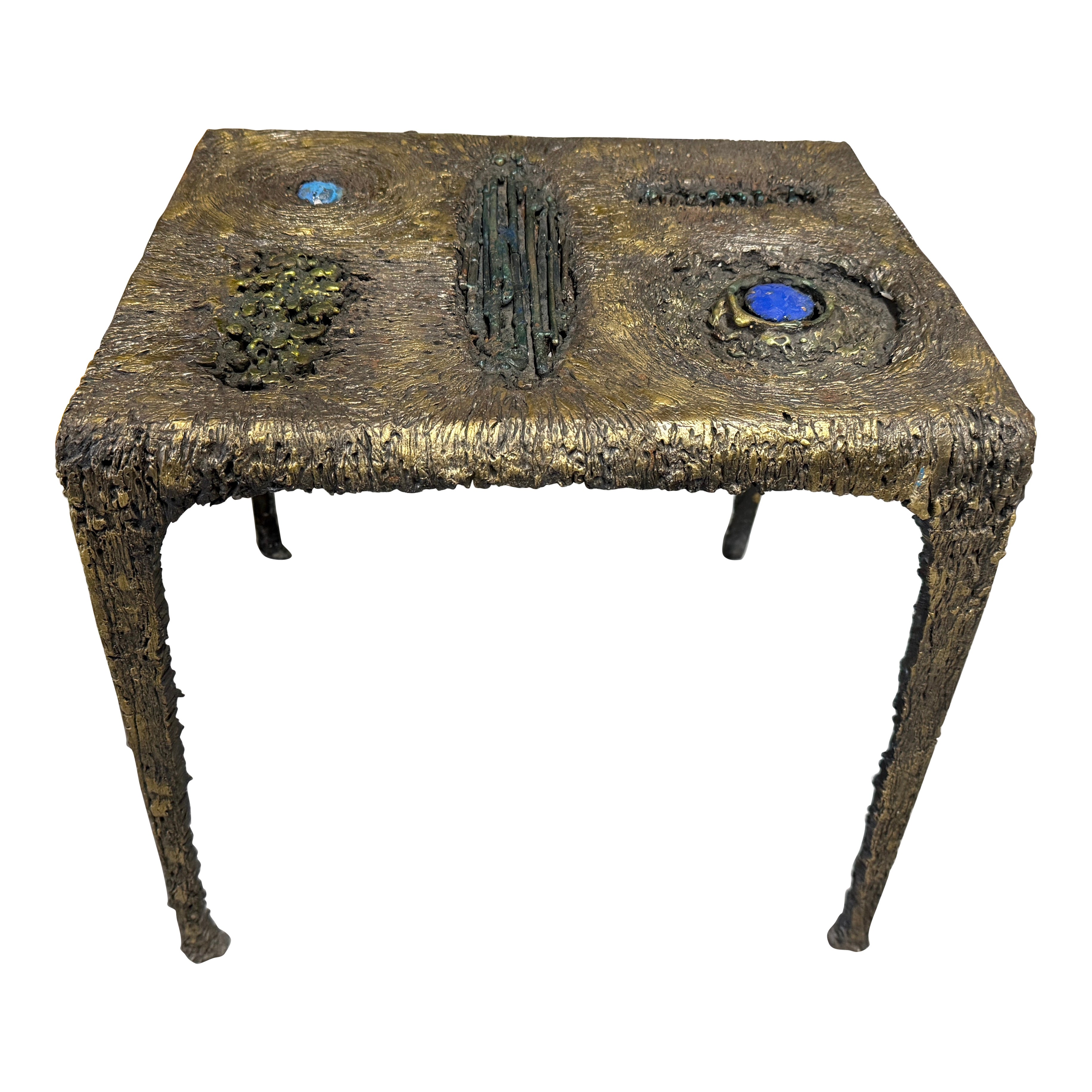 Brutalist Mixed Metal and Enamel Table by James Bearden For Sale