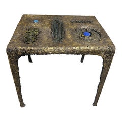 Brutalist Mixed Metal and Enamel Table by James Bearden