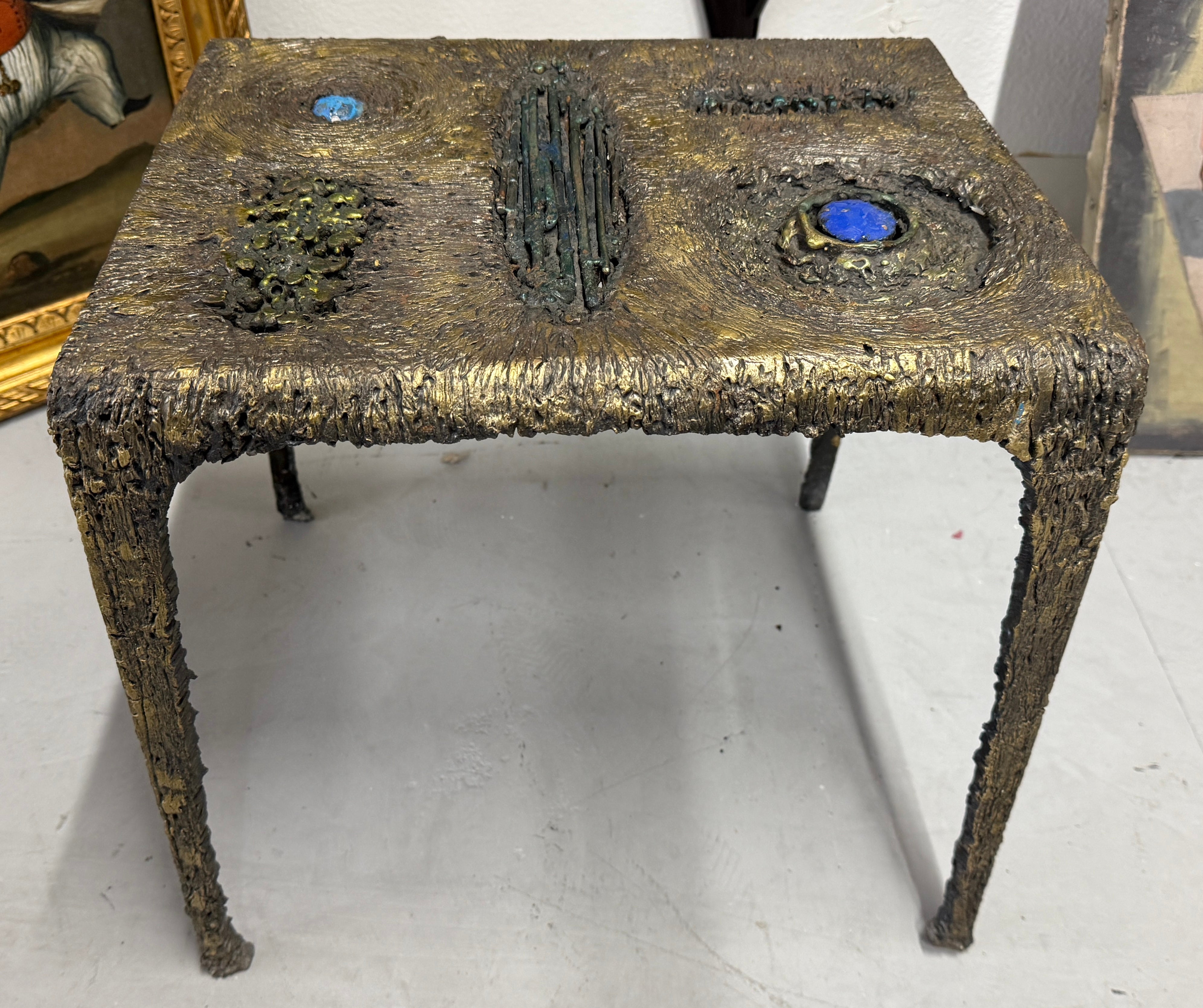 Brutalistischer Tisch aus gemischtem Metall und Emaille von James Bearden