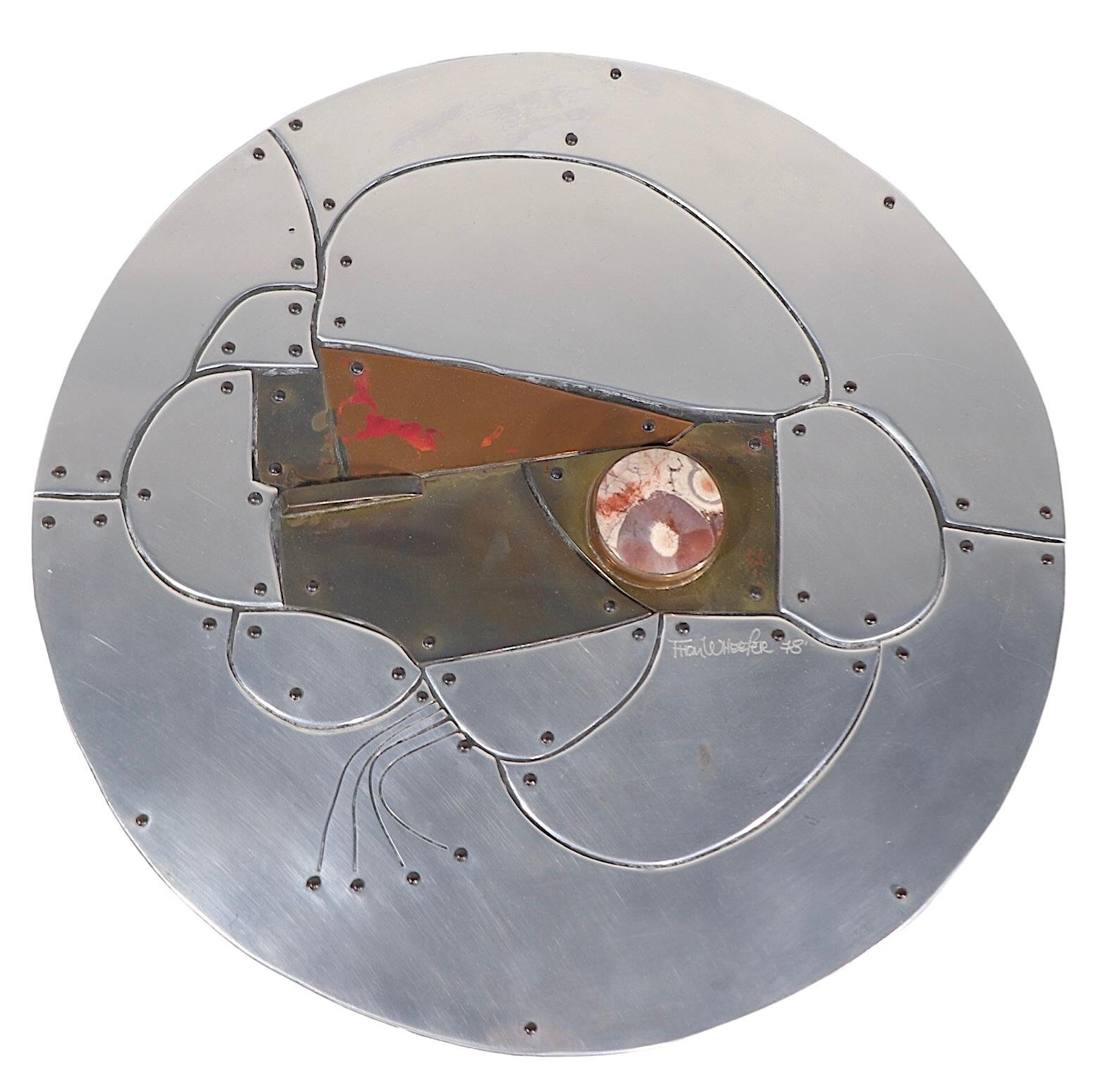 Brutalist Mixed Metal Wall Hanging Sculpture by Thom Tex Wheeler c. 1978 For Sale 3