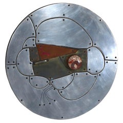 Escultura Brutalista de Metal Mixto Colgada de la Pared de Thom Wheeler c. 1978