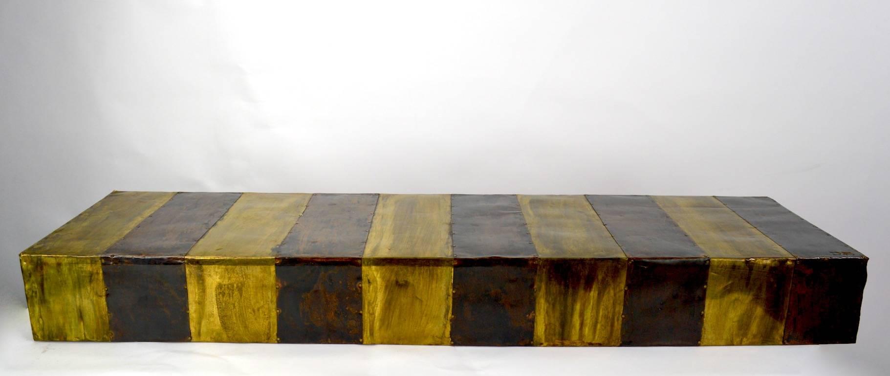 American Brutalist Mixed Metal Wall Mount Shelves after Evans