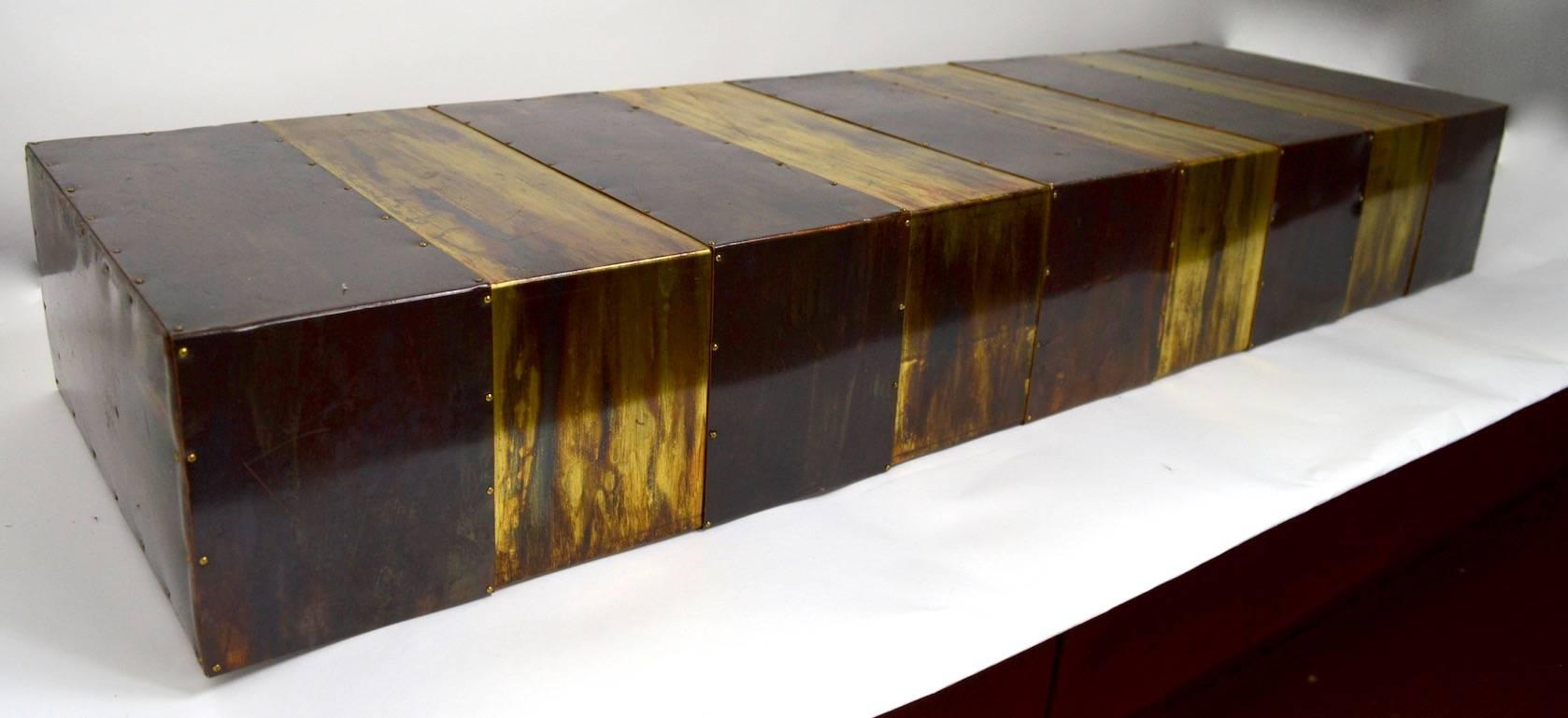 Brutalist Mixed Metal Wall Mount Shelves after Evans 2